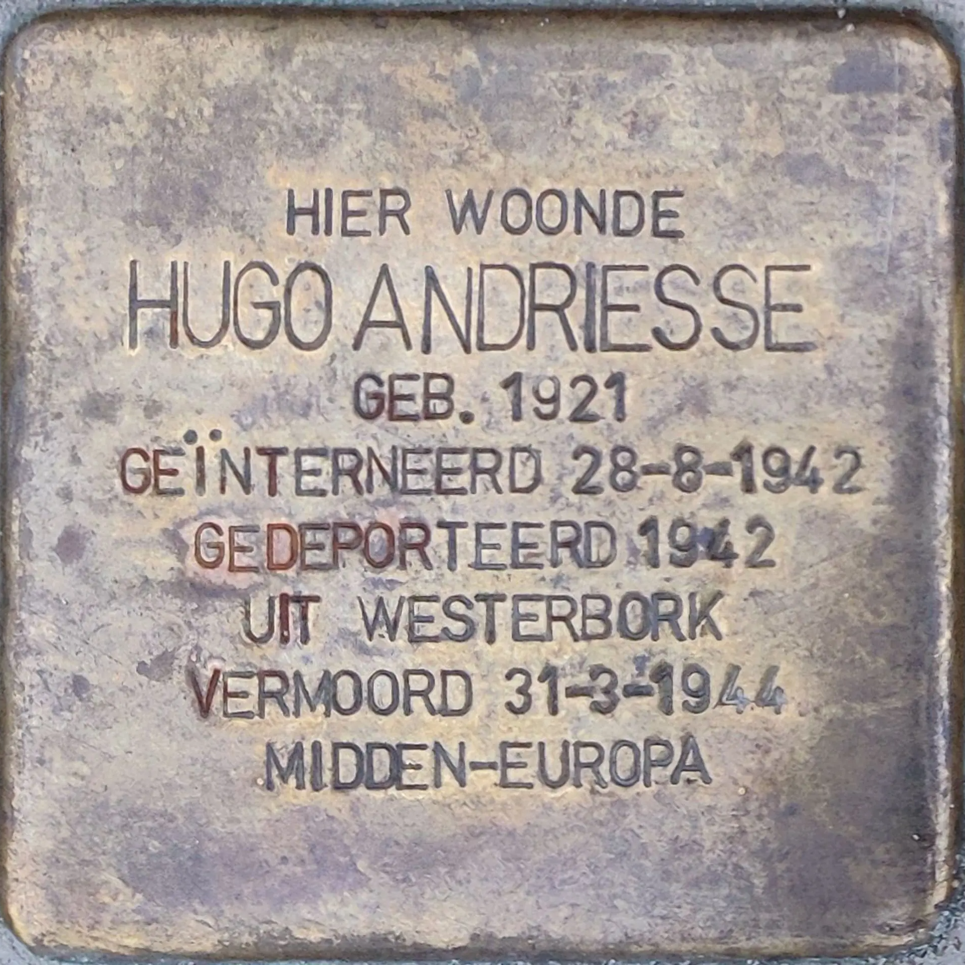 Struikelsteen voor Hugo Andriesse