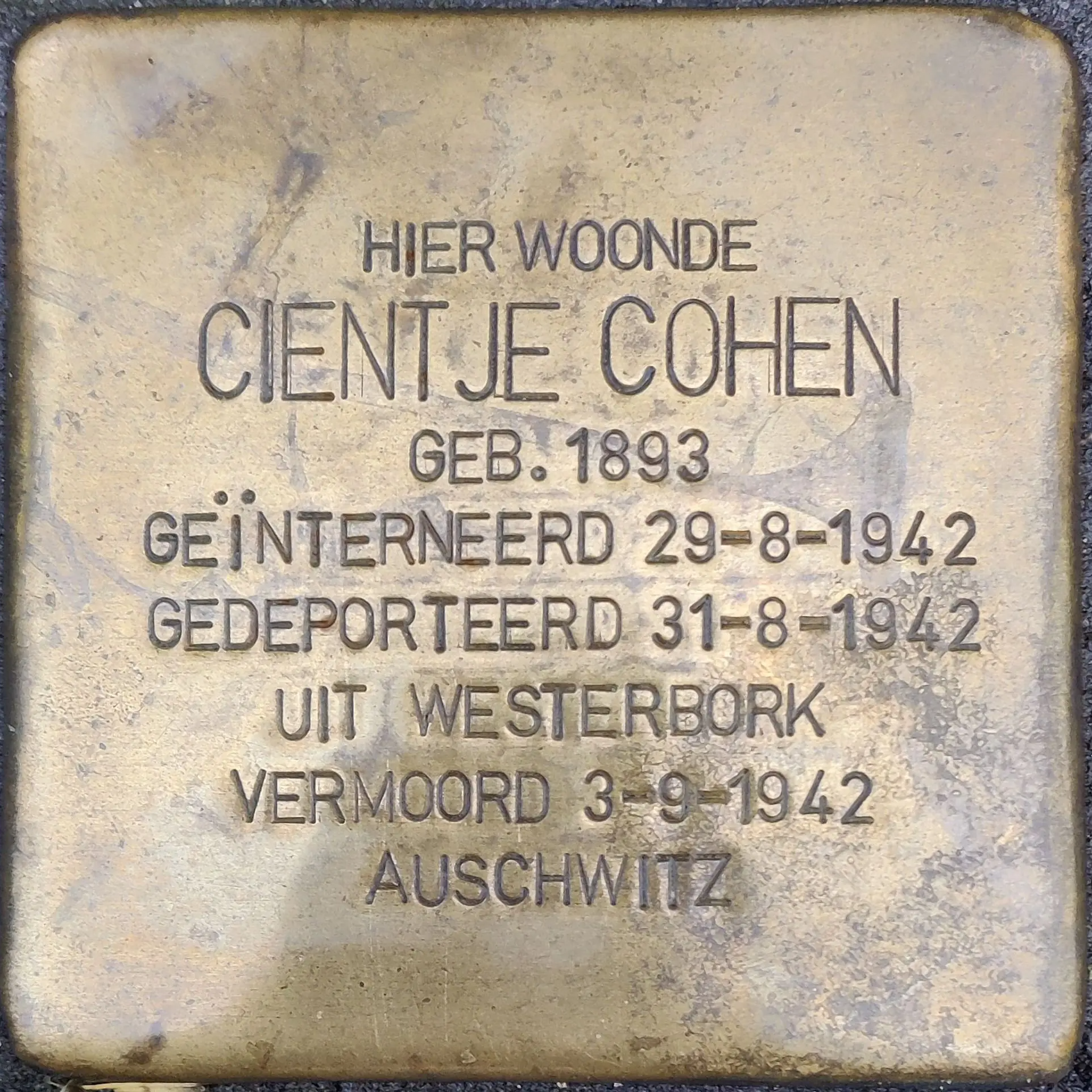 Struikelsteen voor Cientje Cohen