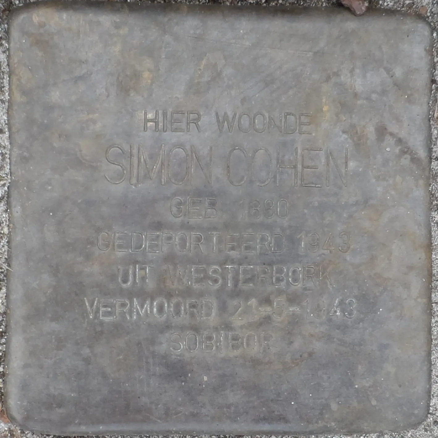 Struikelsteen voor Simon Cohen