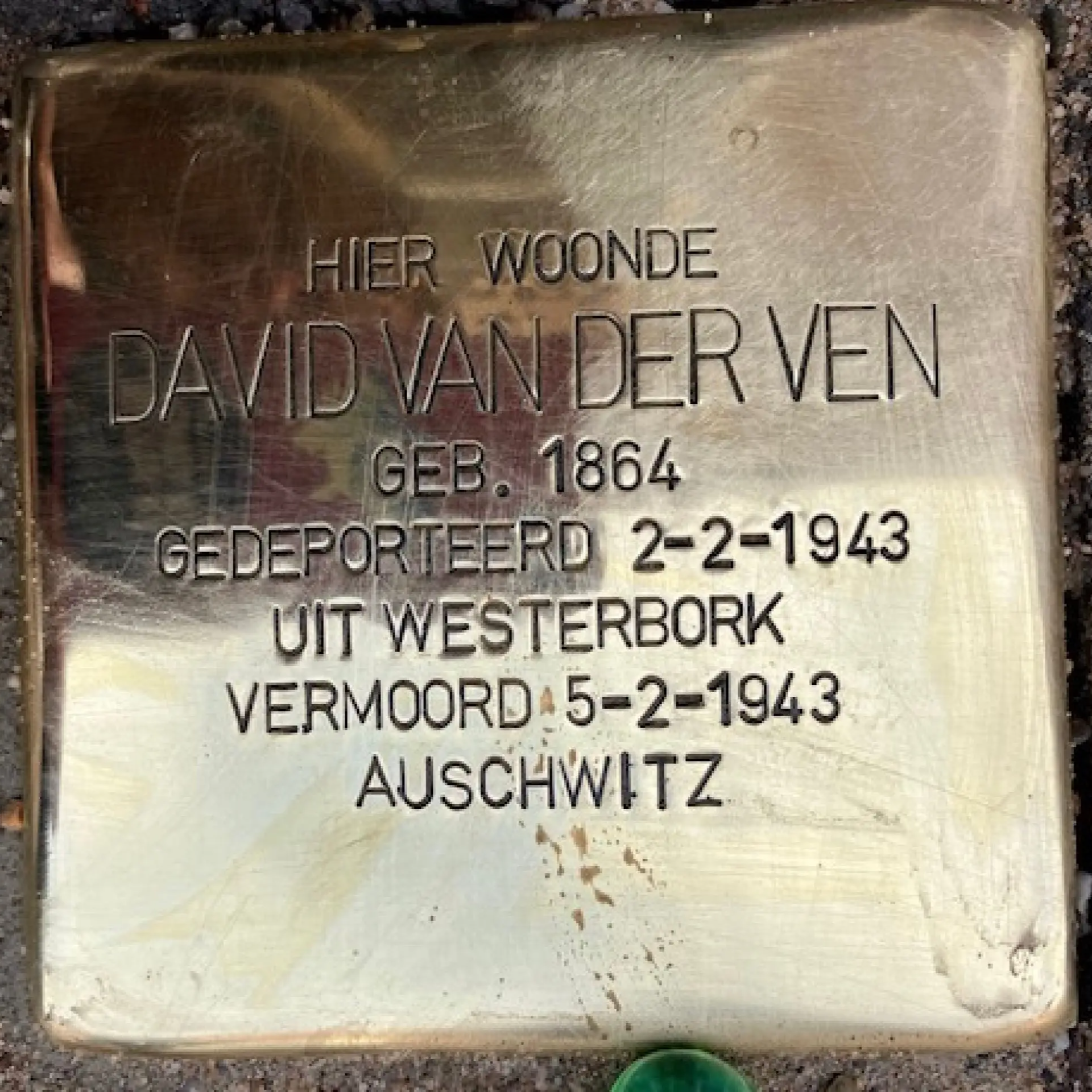 Struikelsteen voor David van der Ven