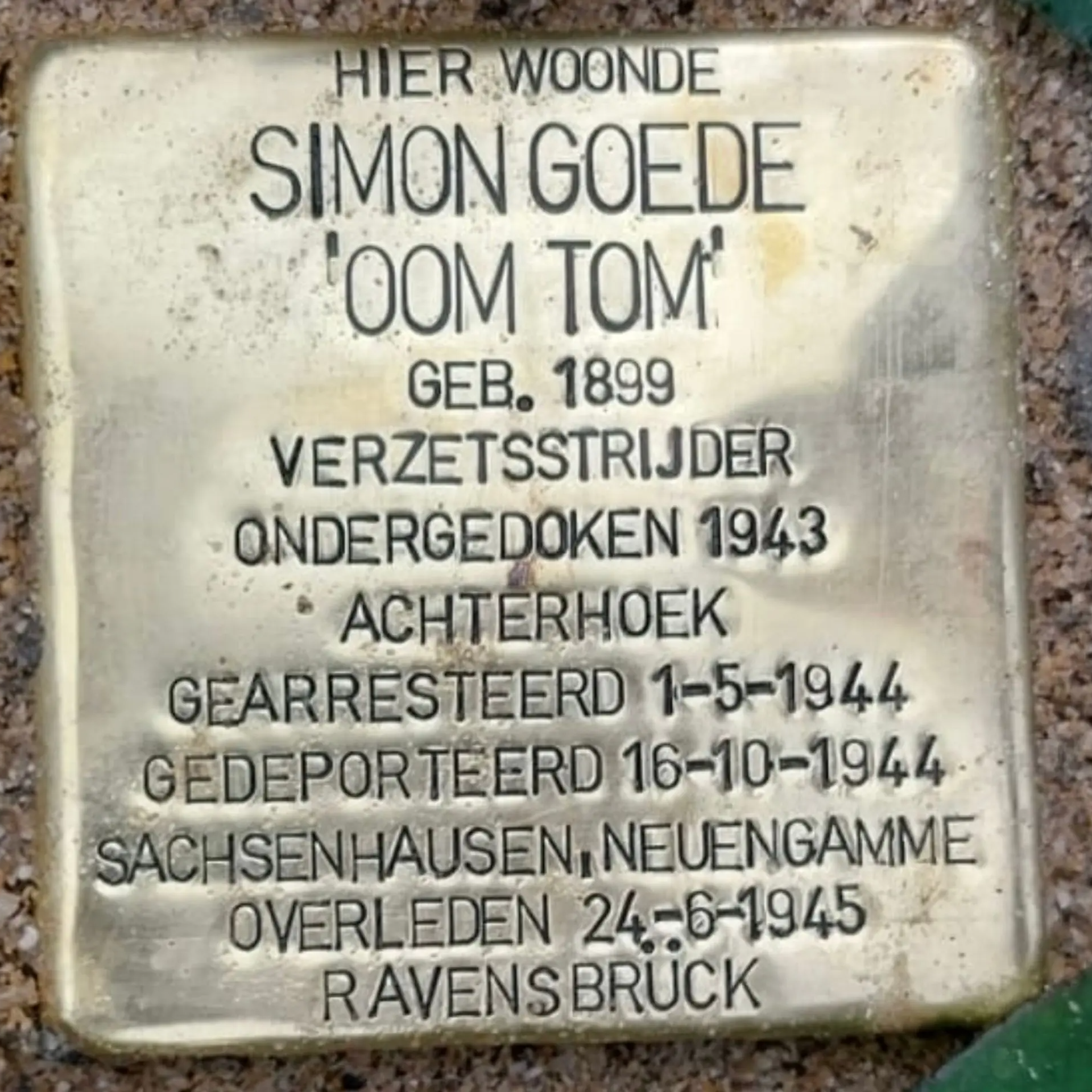 Struikelsteen voor Simon Goede