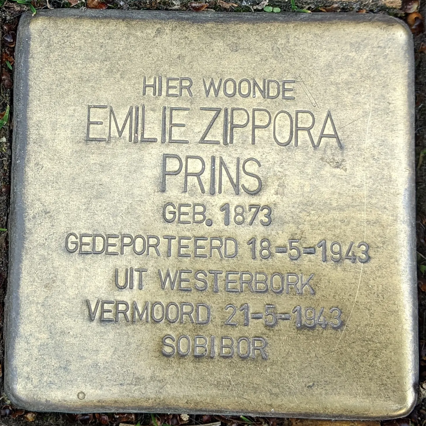 Struikelsteen voor Emilie Zippora Prins
