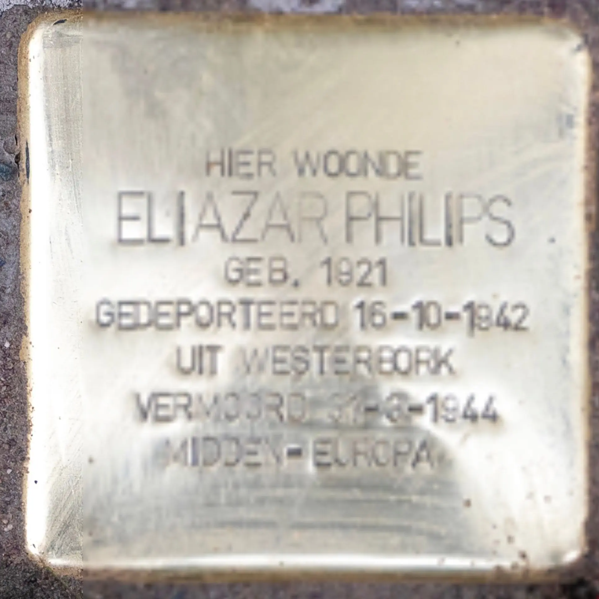 Struikelsteen voor Eliazar Philips
