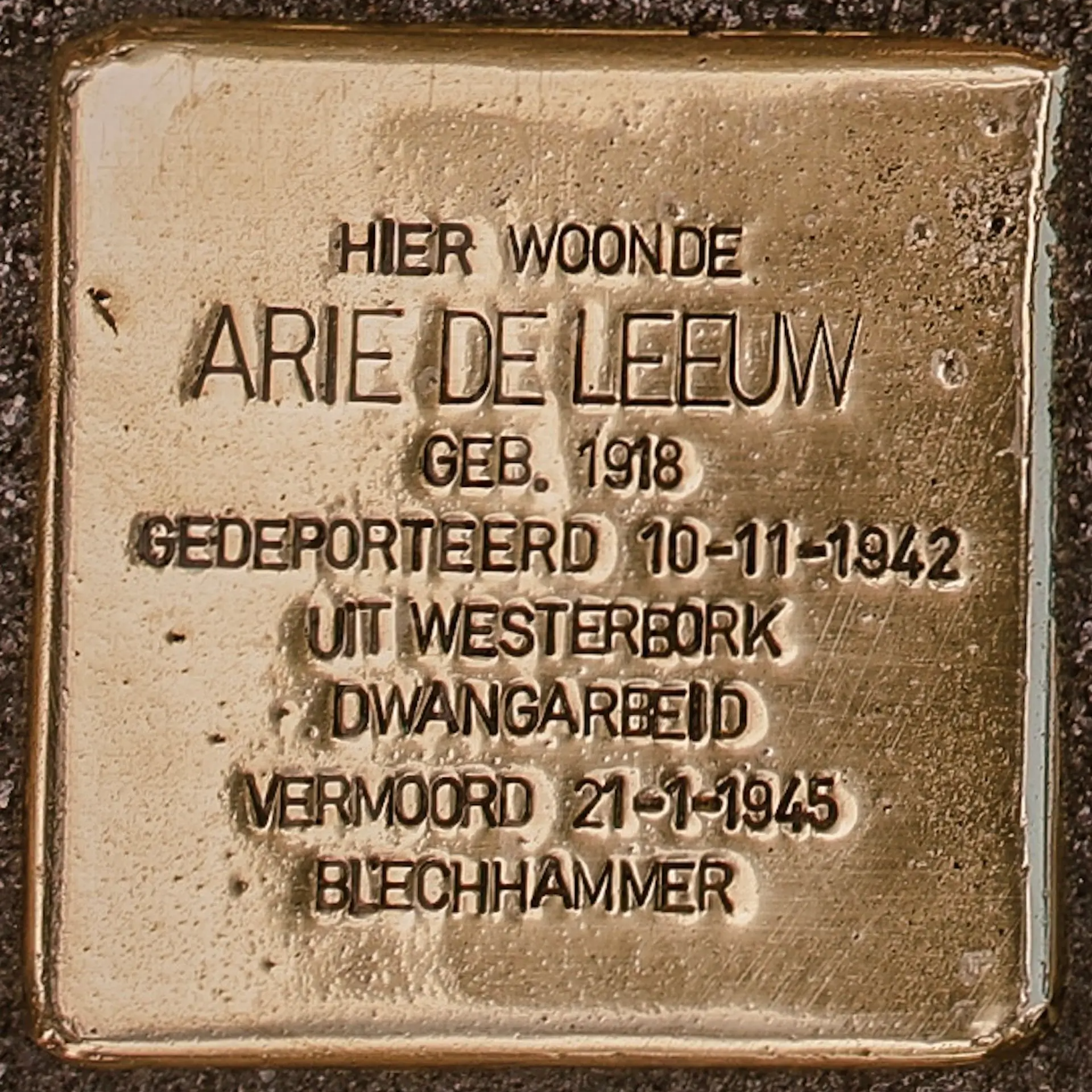 Struikelsteen voor Arie de Leeuw