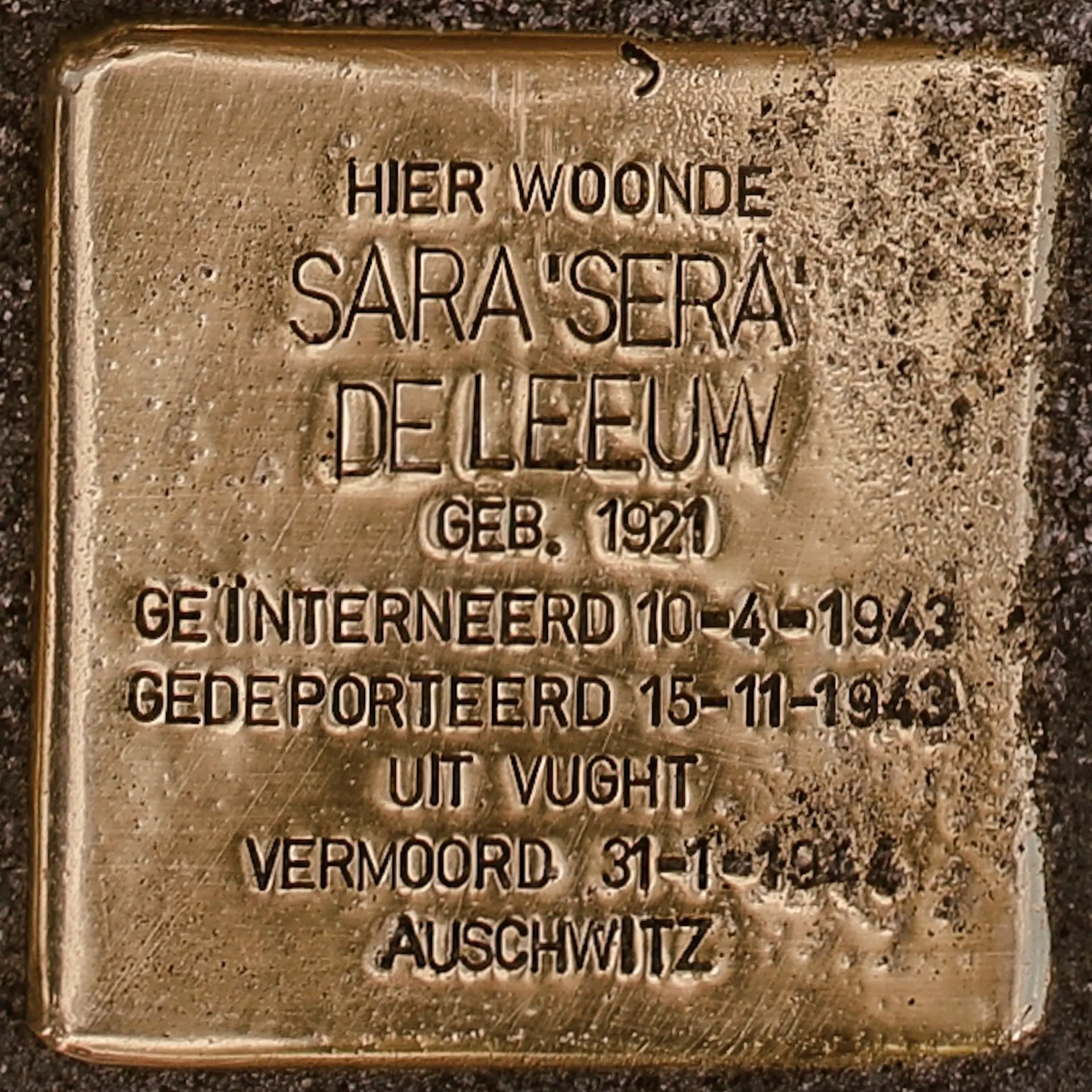 Struikelsteen voor Sara de Leeuw