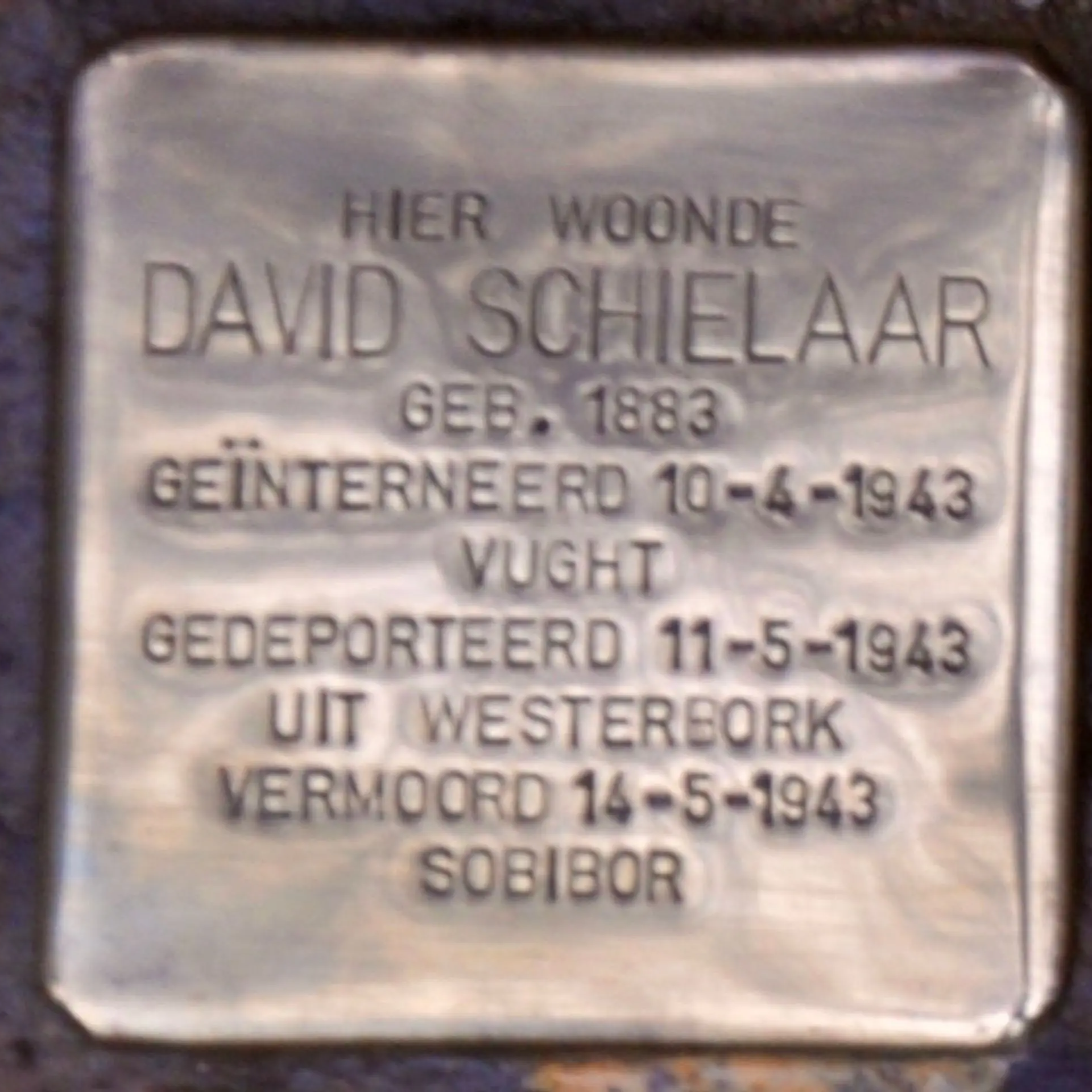 Struikelsteen voor David Schielaar