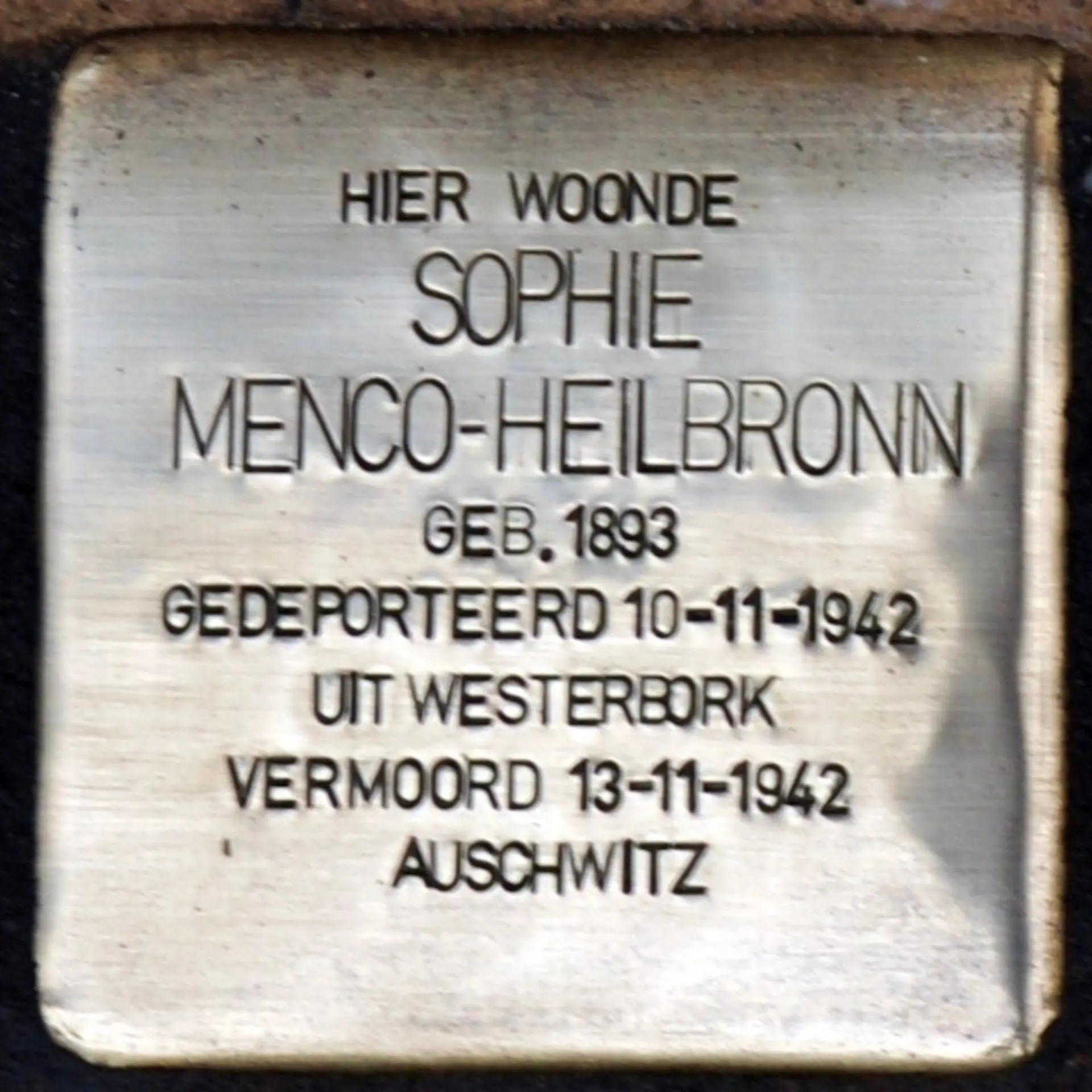 Struikelsteen voor Sophie Menco-Heilbronn