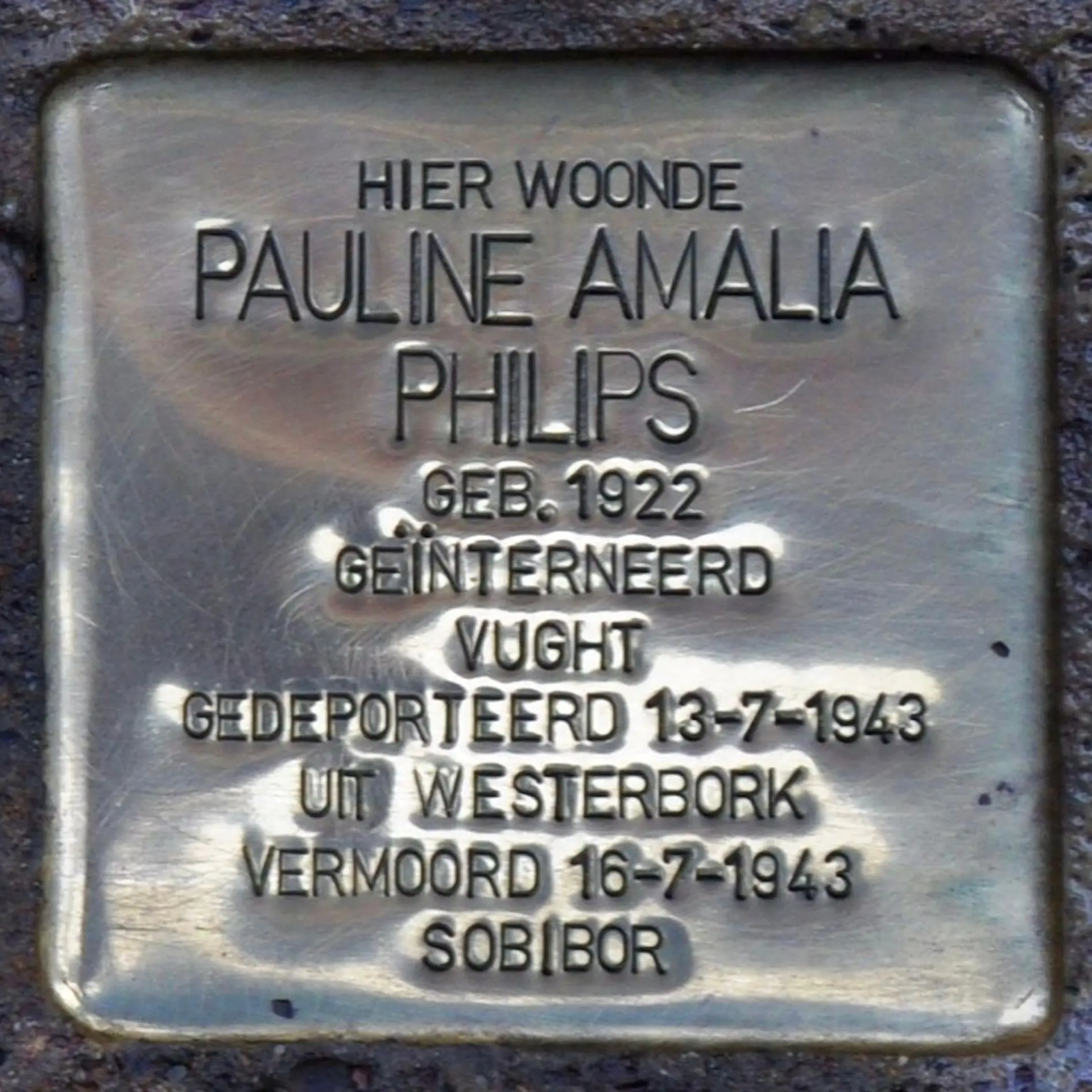 Struikelsteen voor Pauline Amalia Philips