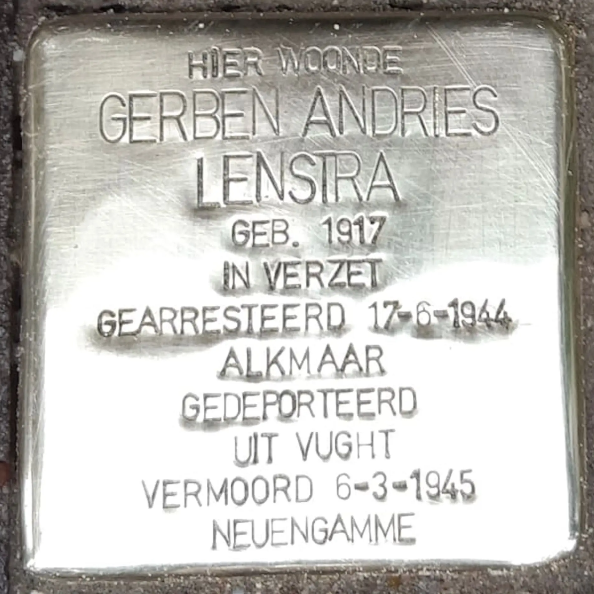 Struikelsteen voor Gerben Andries Lenstra
