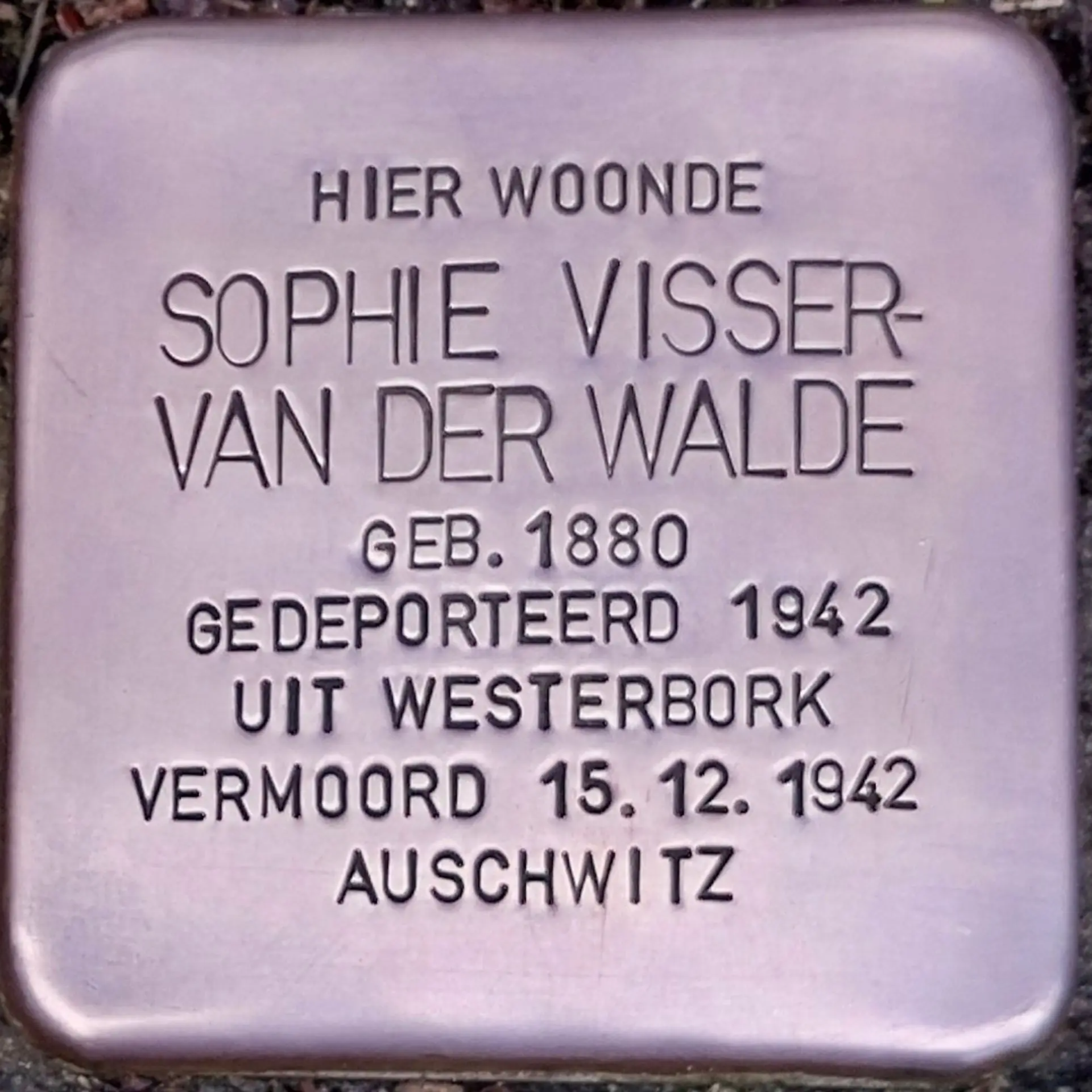 Struikelsteen voor Sophie Visser-van der Walde