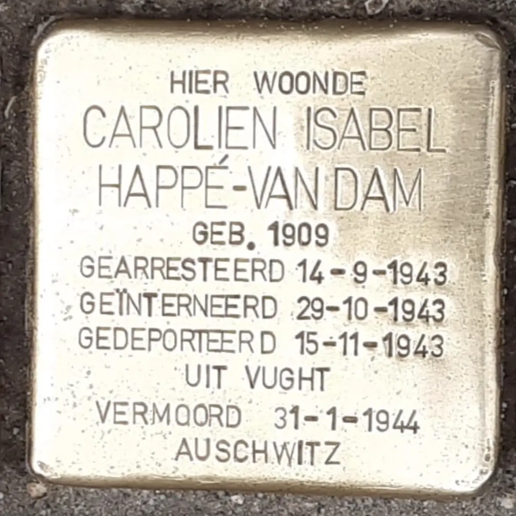 Struikelsteen voor Carolien Isabel Happé-van Dam