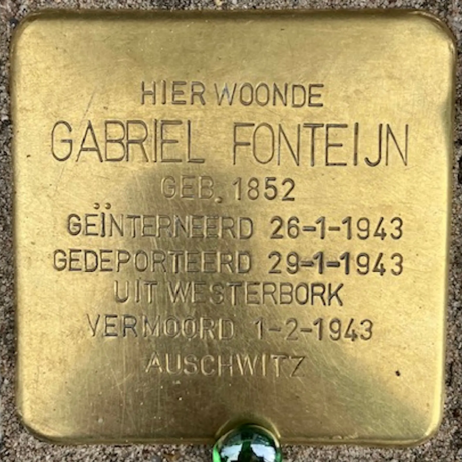 Struikelsteen voor Gabriel Fonteijn