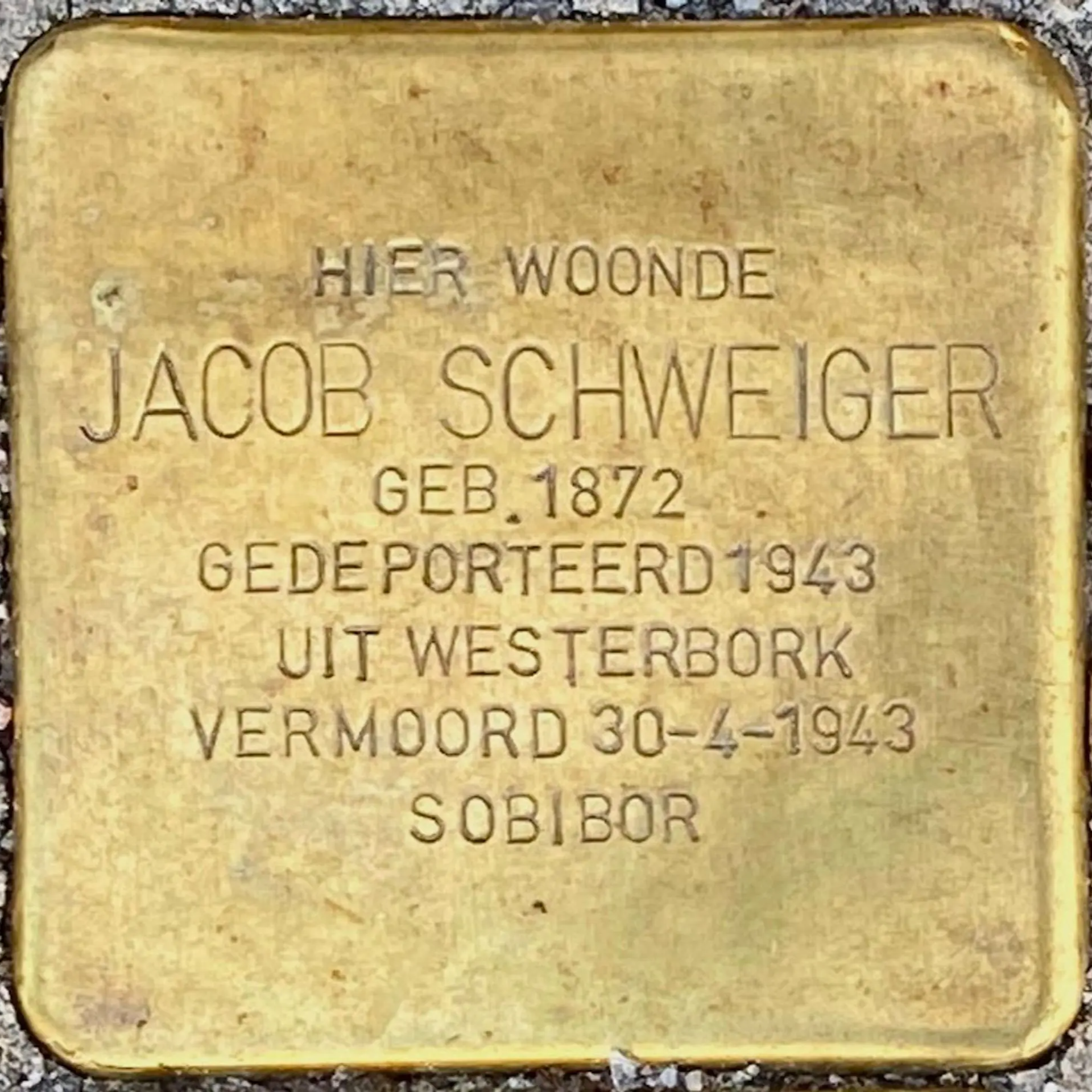 Struikelsteen voor Jacob Schweiger