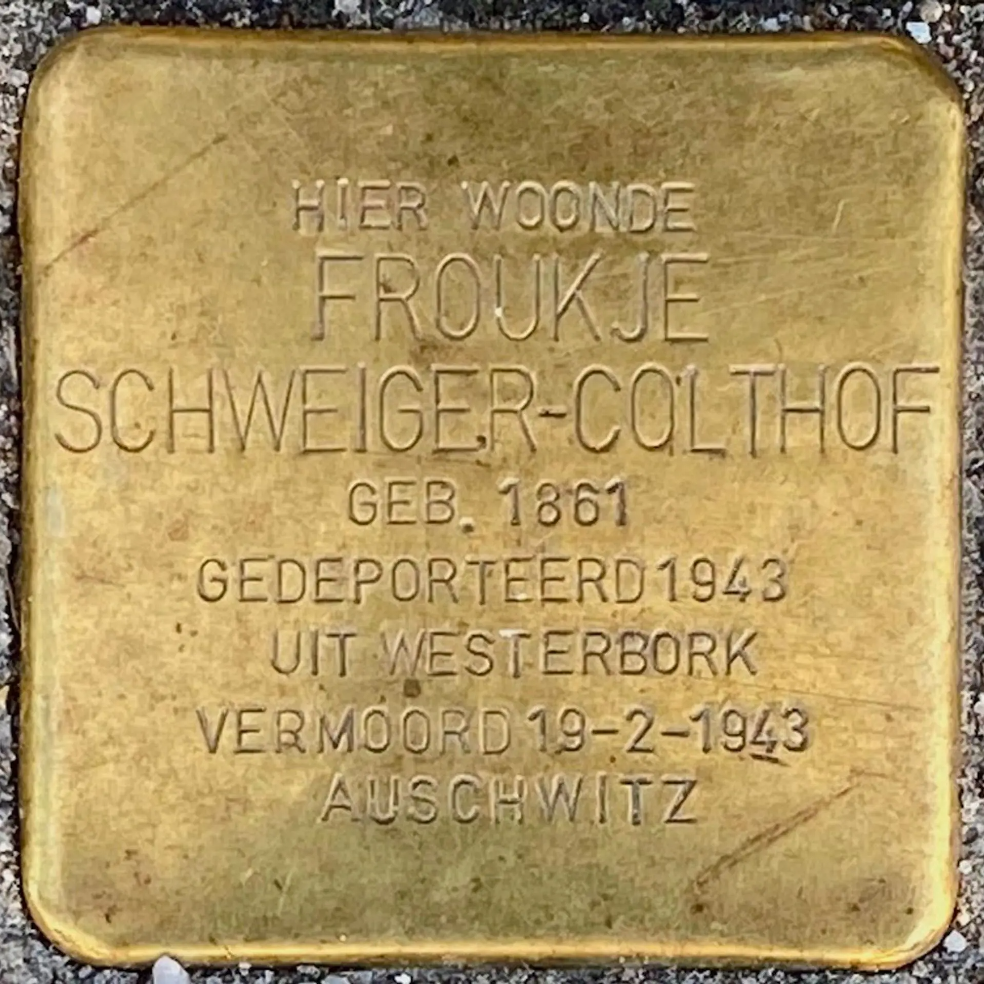 Struikelsteen voor Froukje Aron Schweiger-Colthof