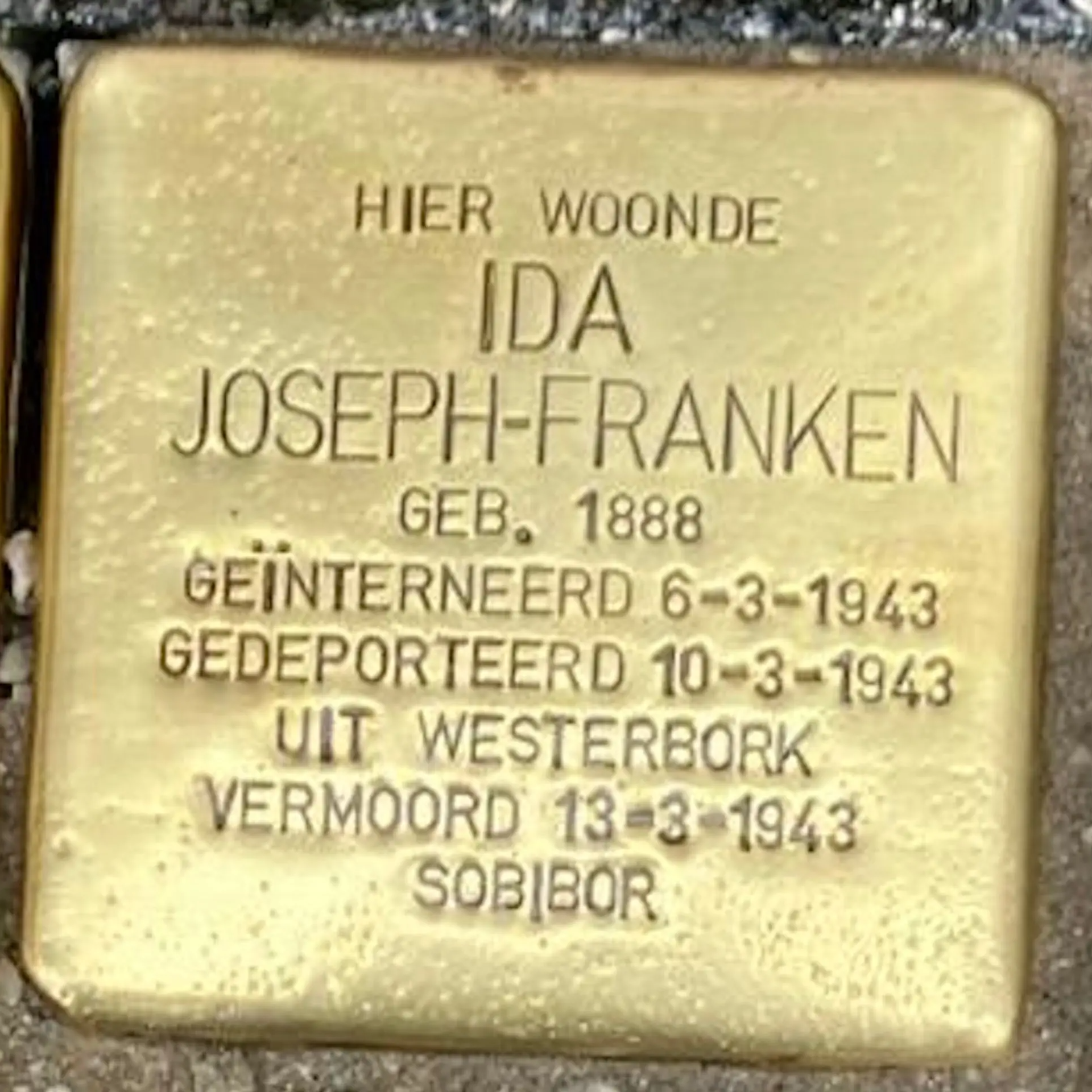 Struikelsteen voor Ida Joseph-Franken