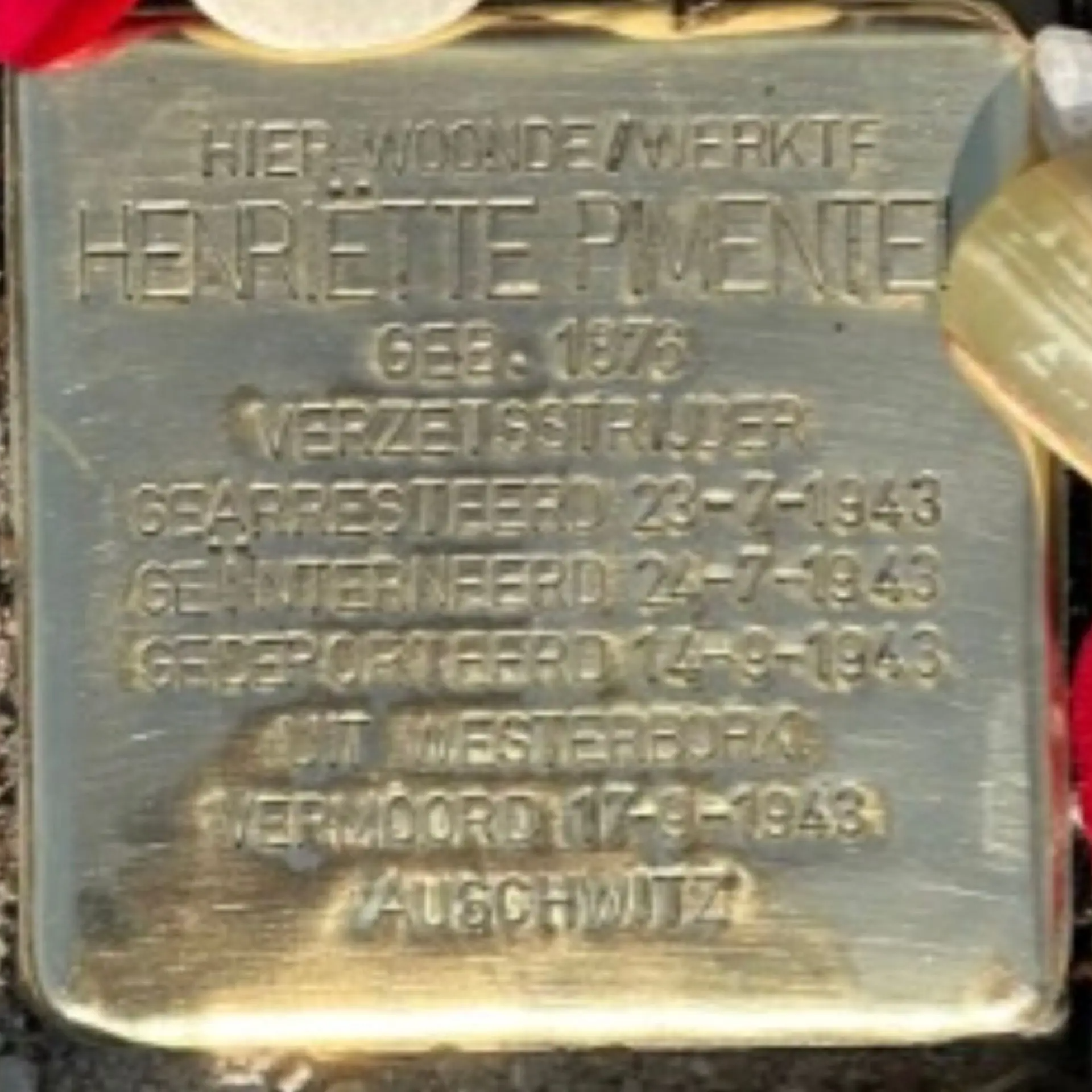 Struikelsteen voor Henriette Pimentel