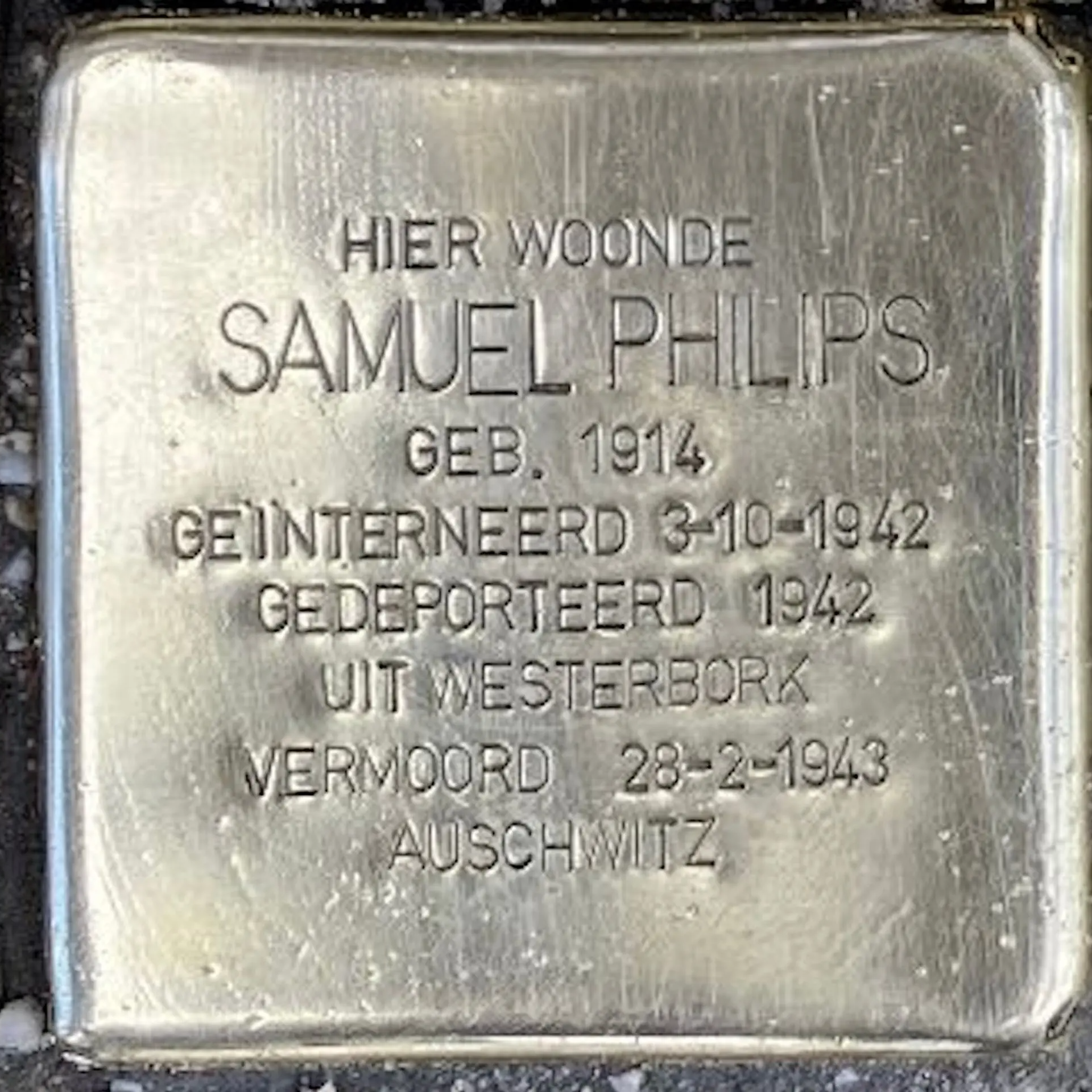 Struikelsteen voor Samuel Philips