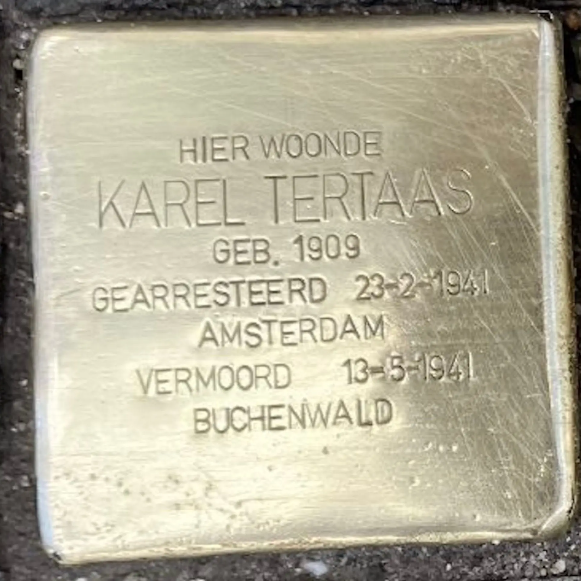 Struikelsteen voor Karel Tertaas