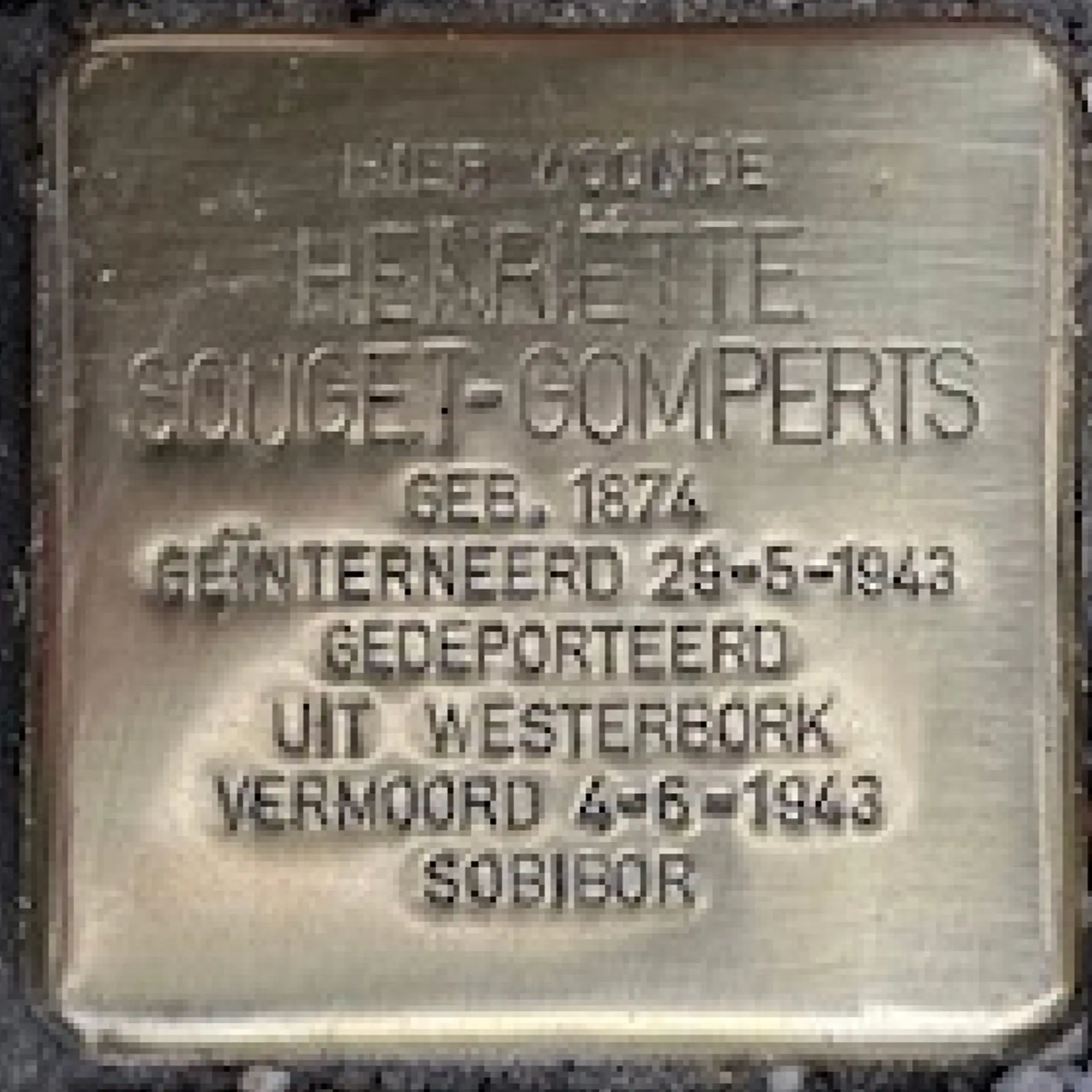Struikelsteen voor Henriette Souget-Gomperts