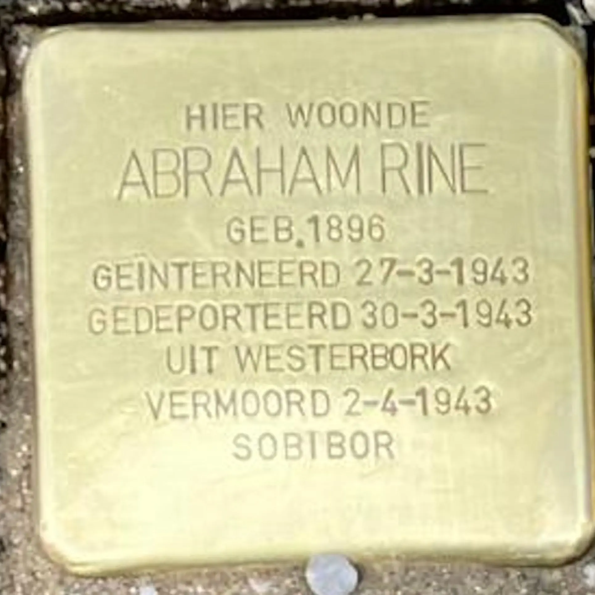 Struikelsteen voor Abraham Rine