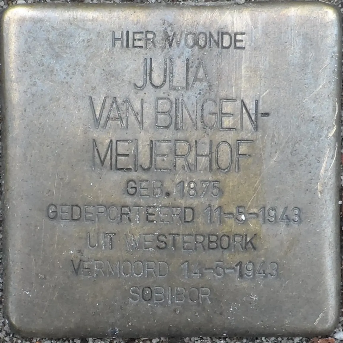 Struikelsteen voor Julia van Bingen-Meijerhoff