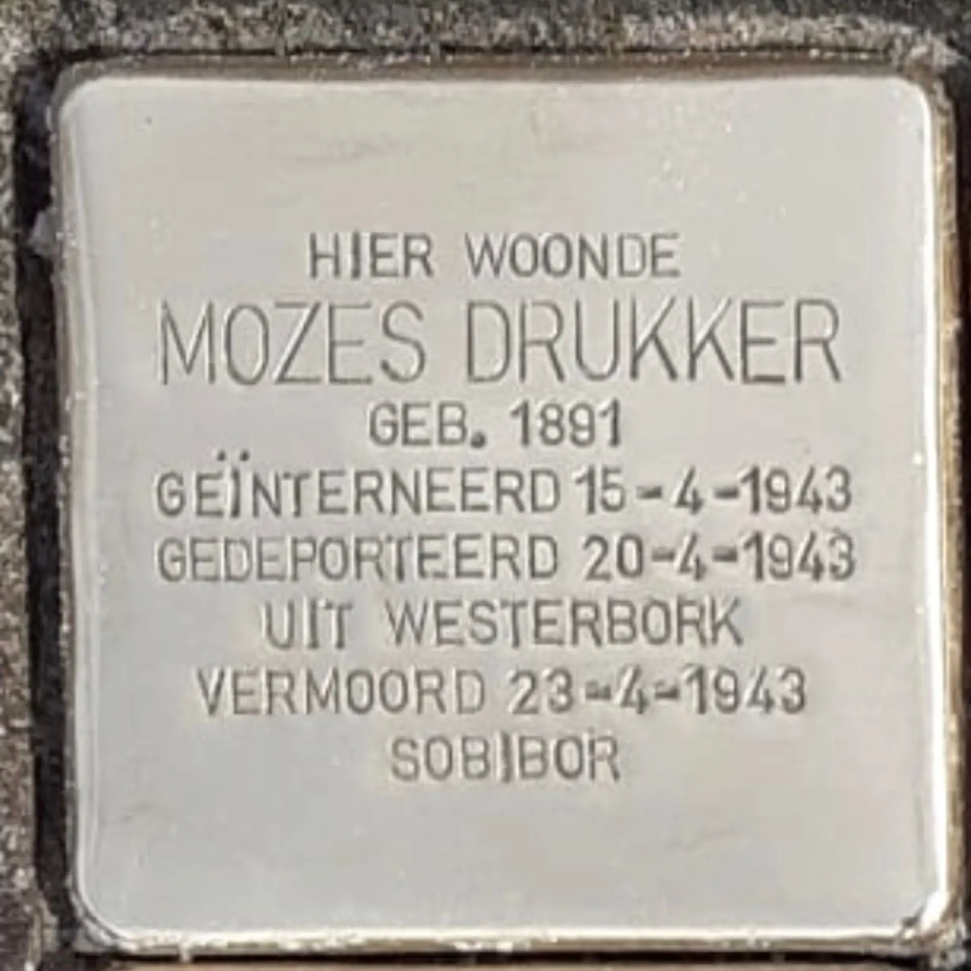 Struikelsteen voor Mozes Drukker