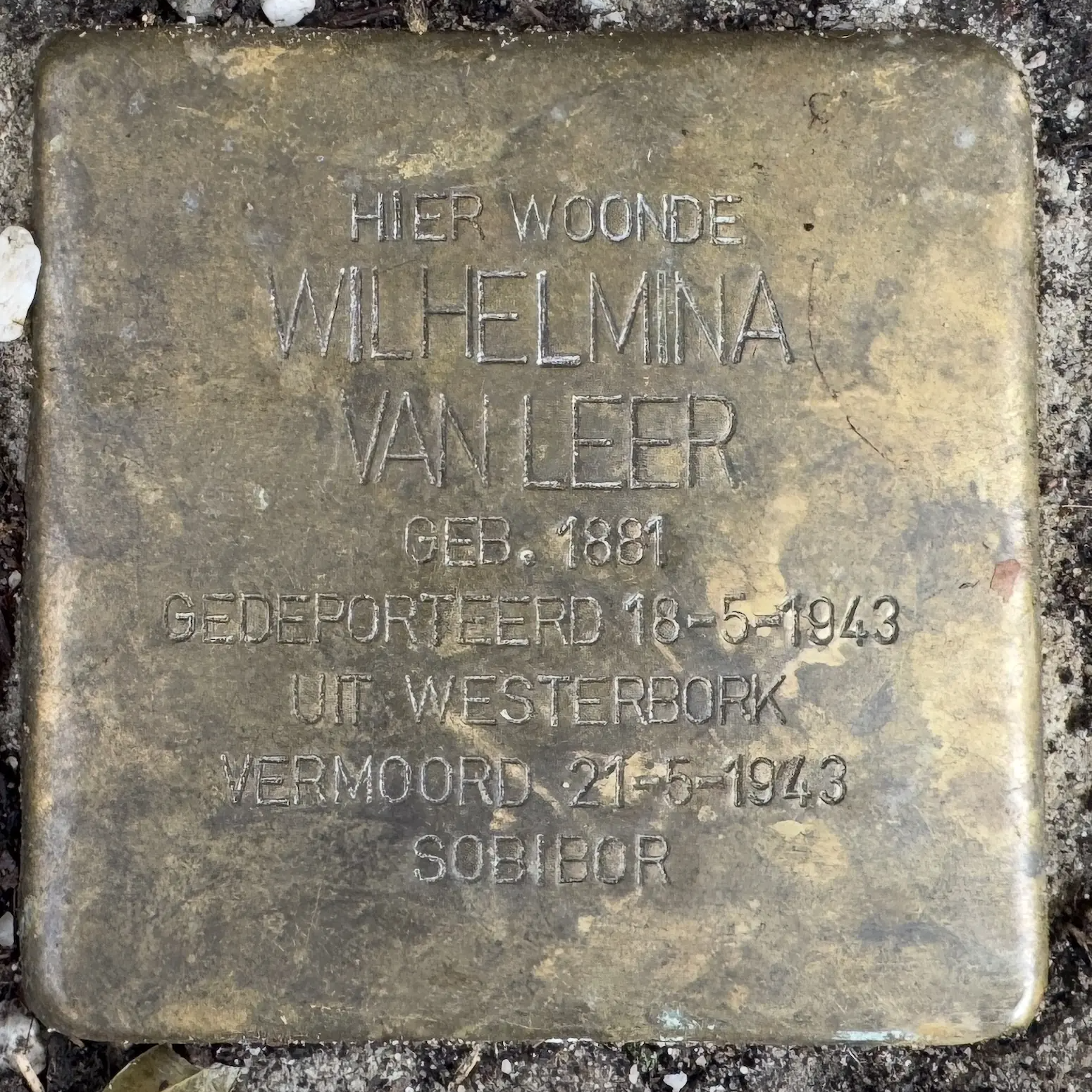 Struikelsteen voor Wilhelmina van Leer