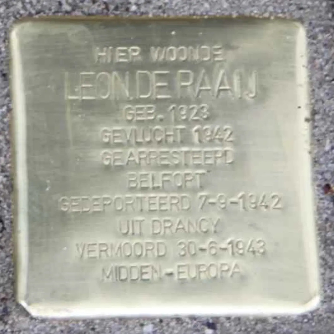 Struikelsteen voor Leon de Raaij