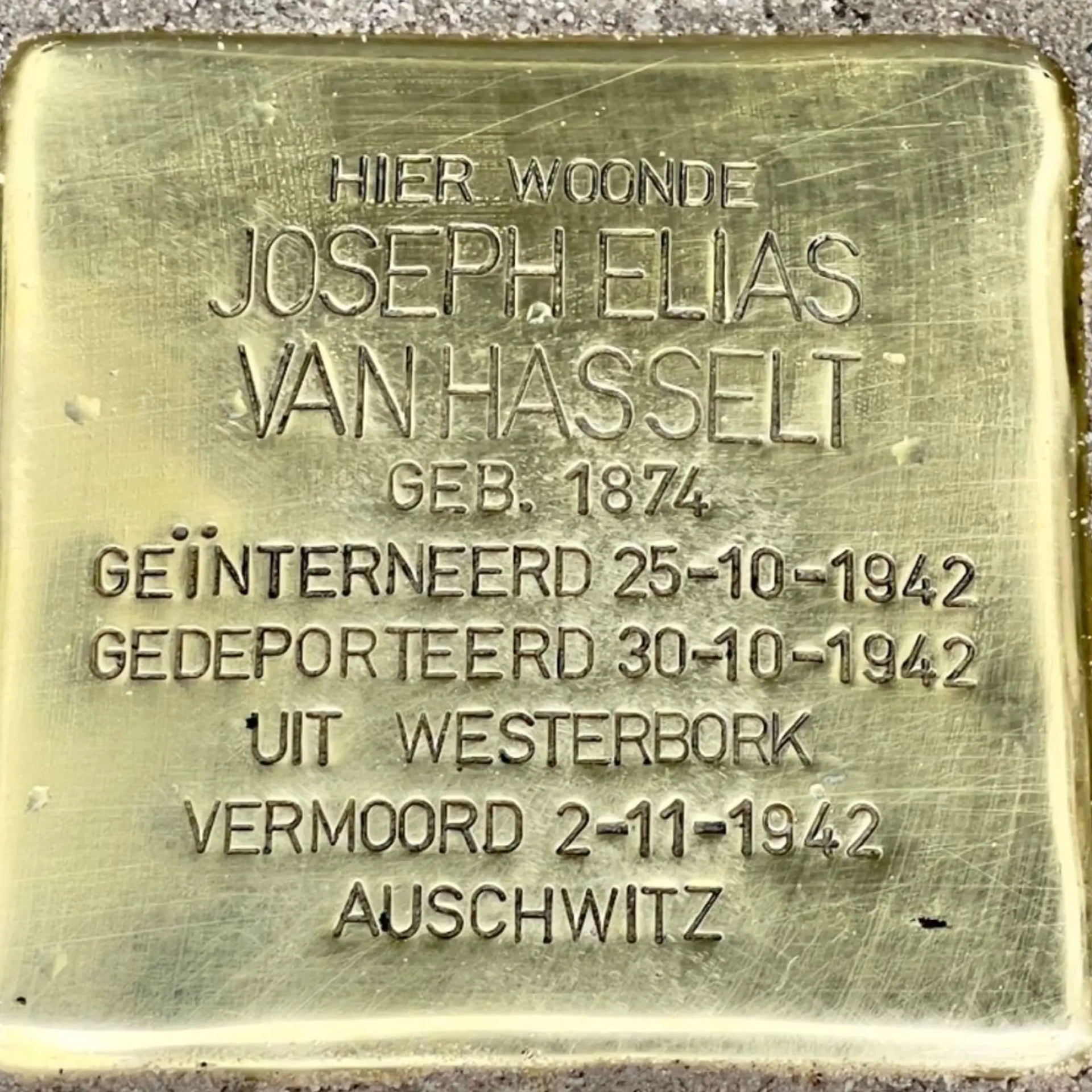 Struikelsteen voor Joseph Elias van Hasselt