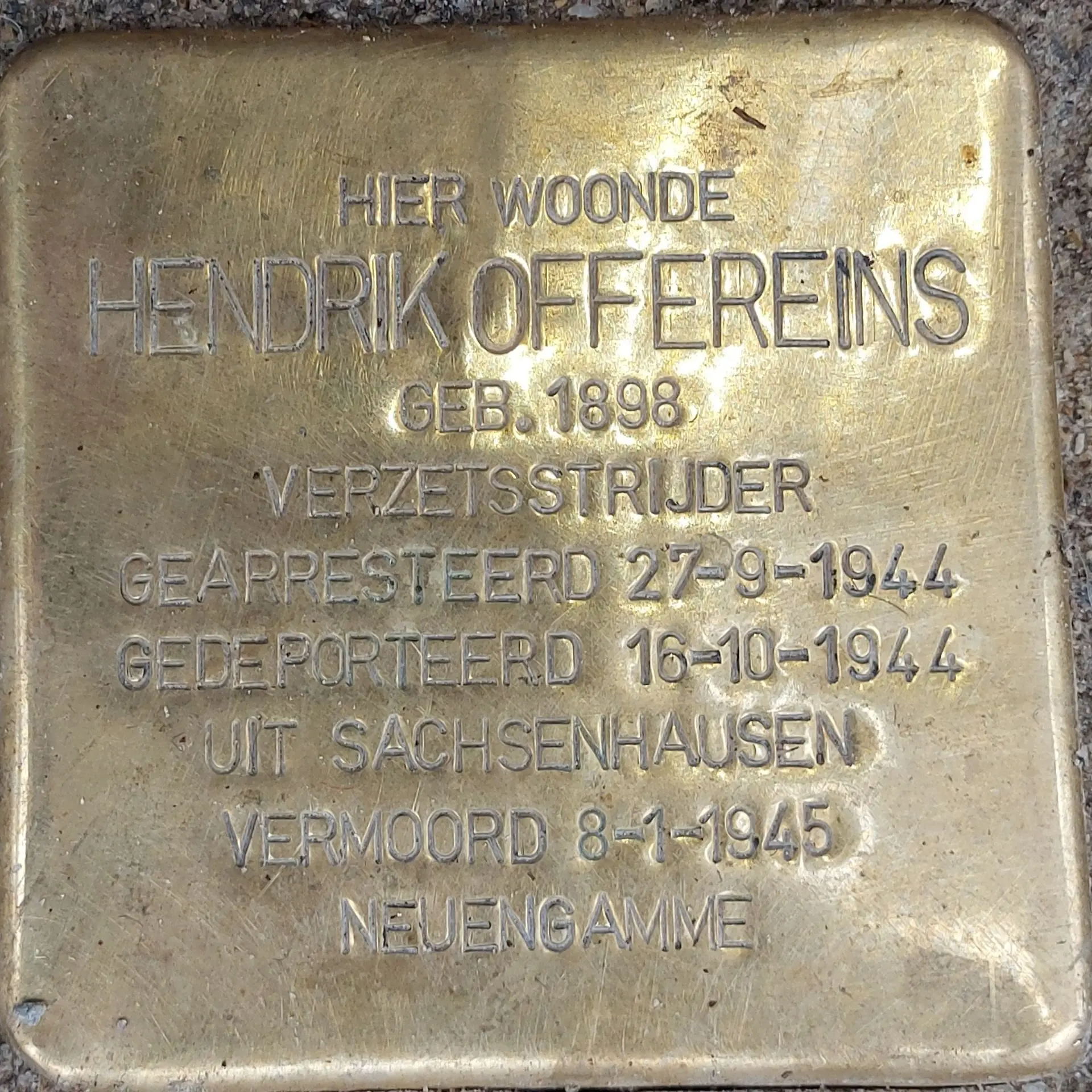 Struikelsteen voor Hendrik Offereins