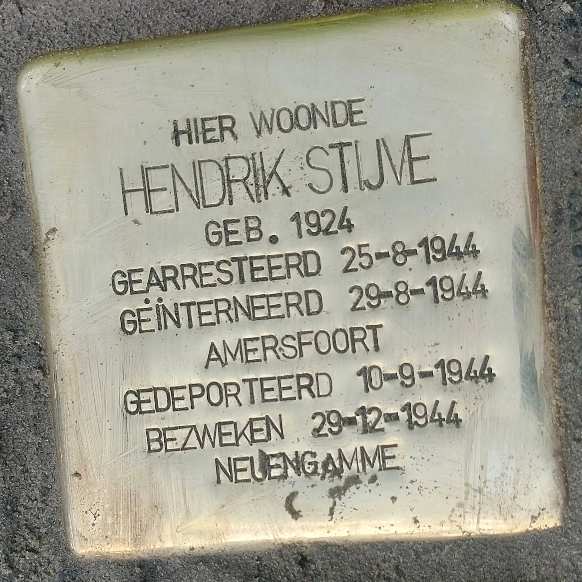 Struikelsteen voor Hendrik Stijve