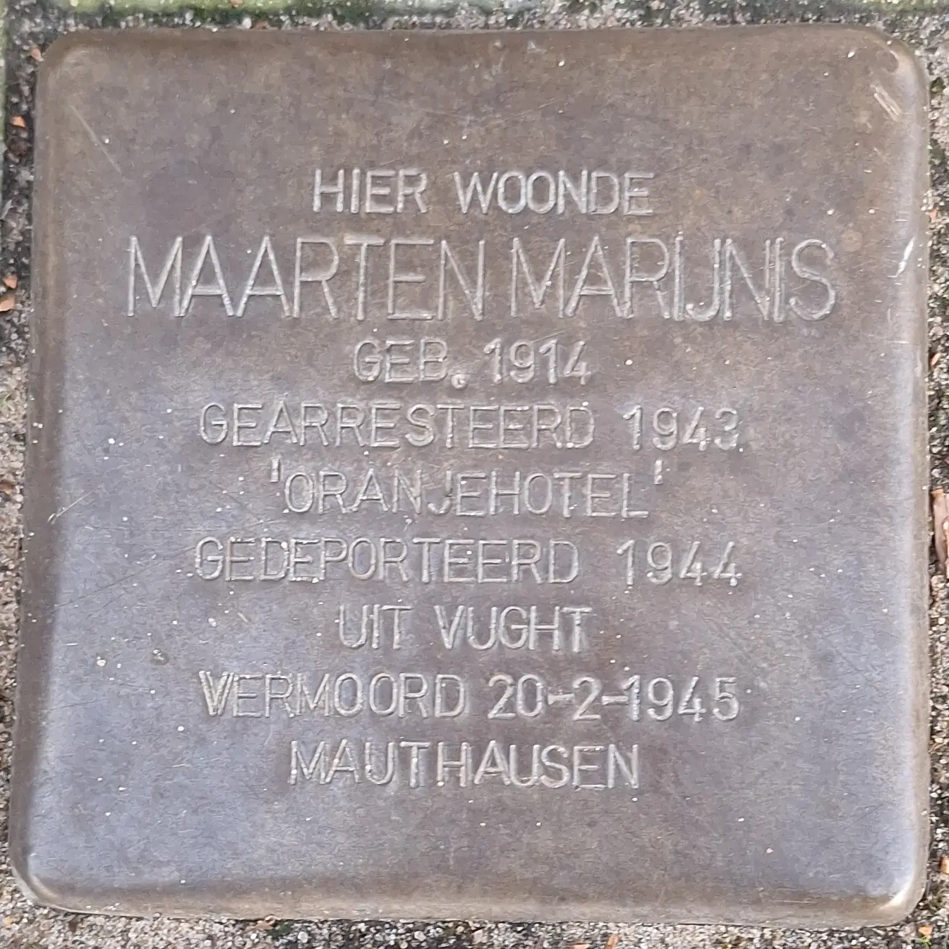 Struikelsteen voor Maarten Marijnis