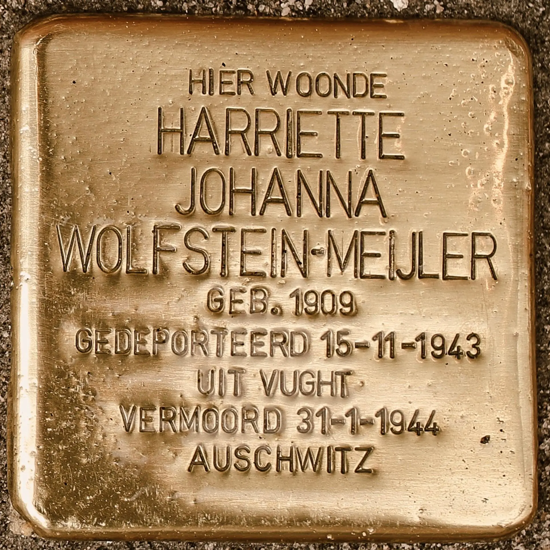 Struikelsteen voor Harriette Johanna Wolfstein-Meijler