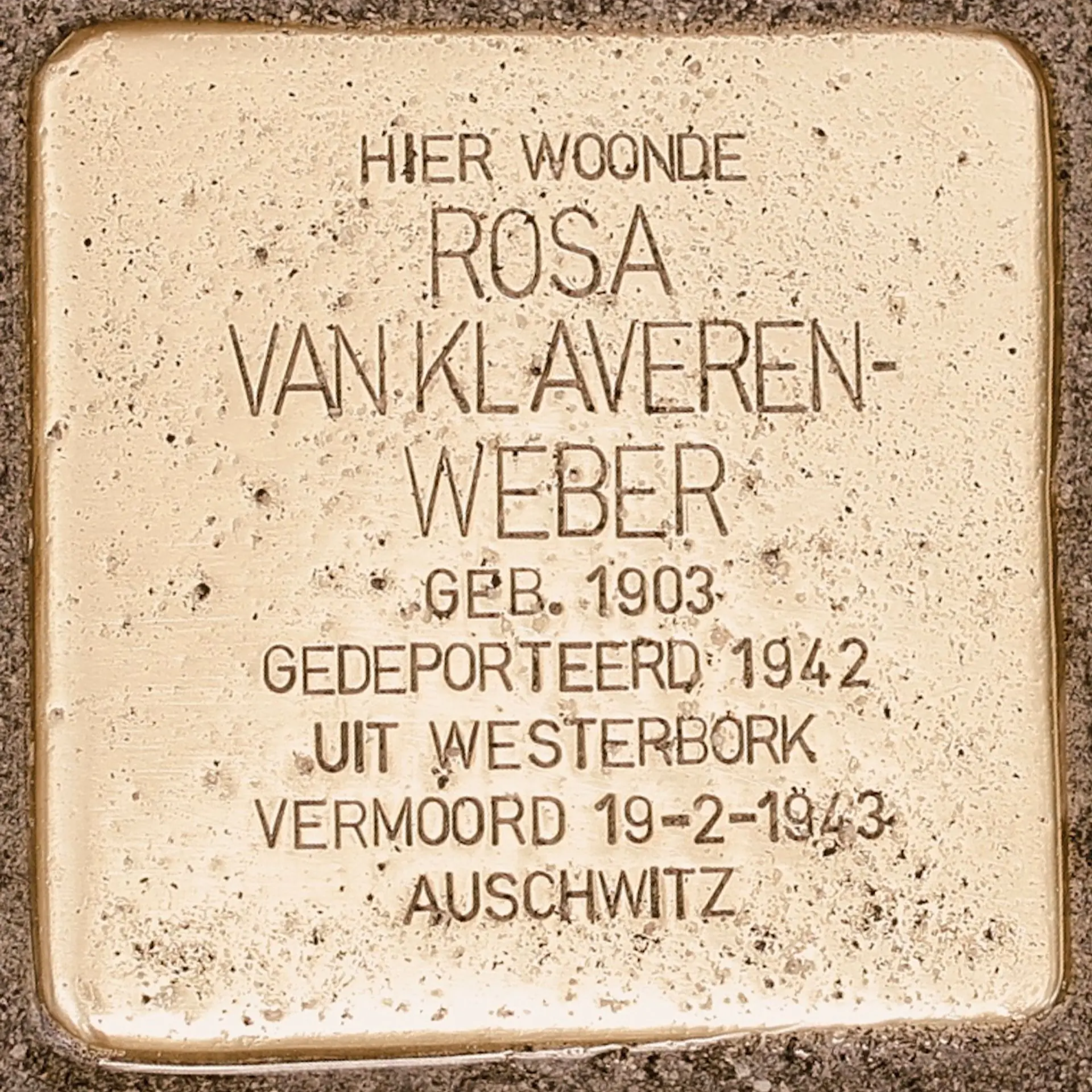 Struikelsteen voor Rosa van Klaveren-Weber
