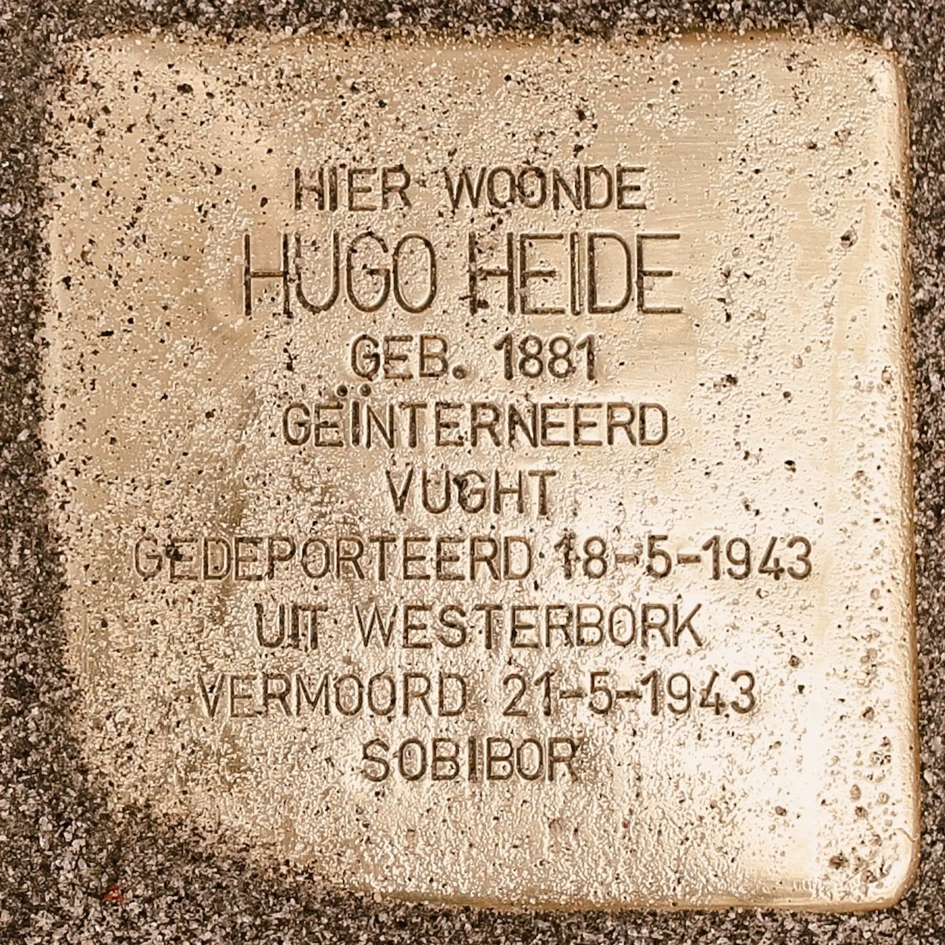 Struikelsteen voor Hugo Heide