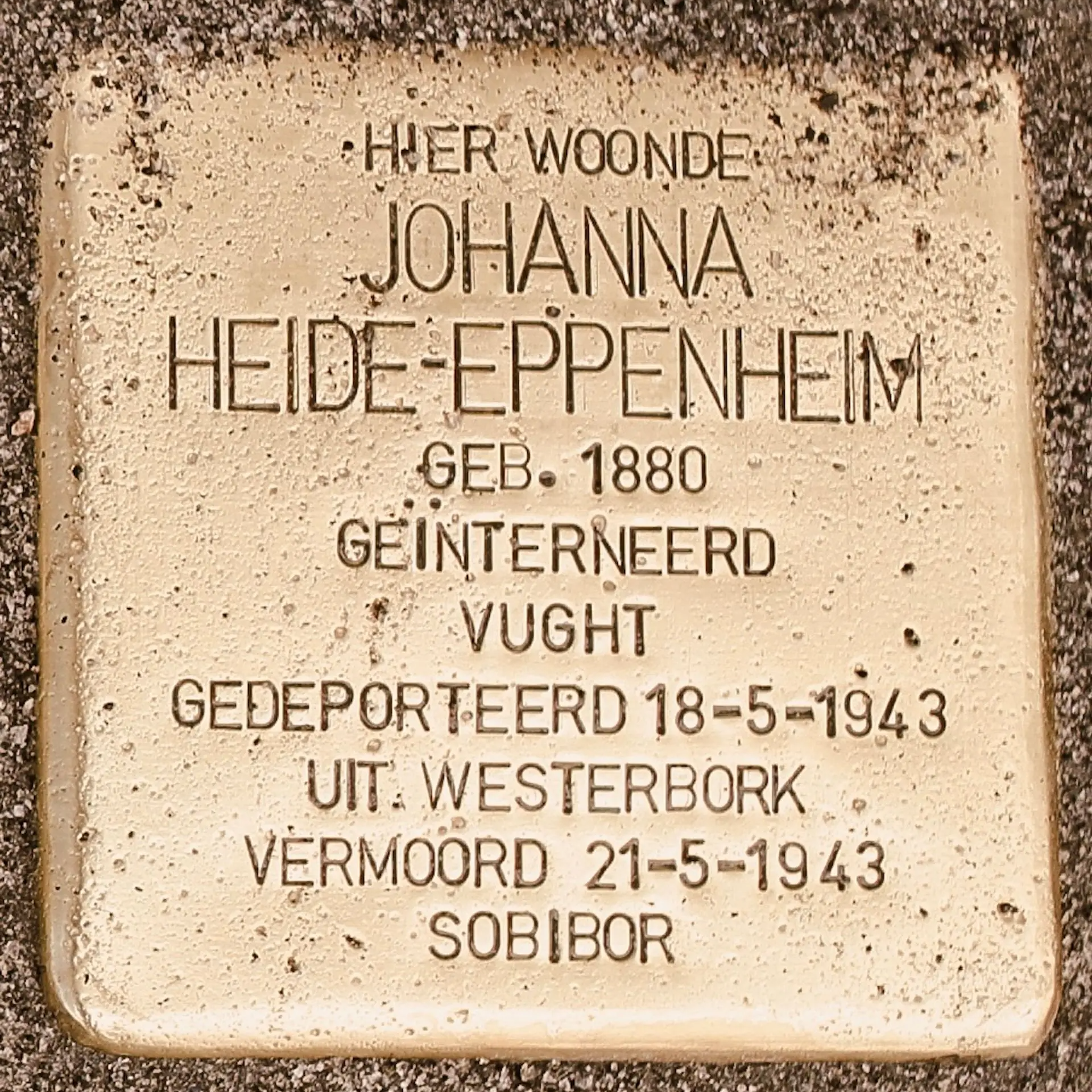 Struikelsteen voor Johanna Heide-Eppenheim