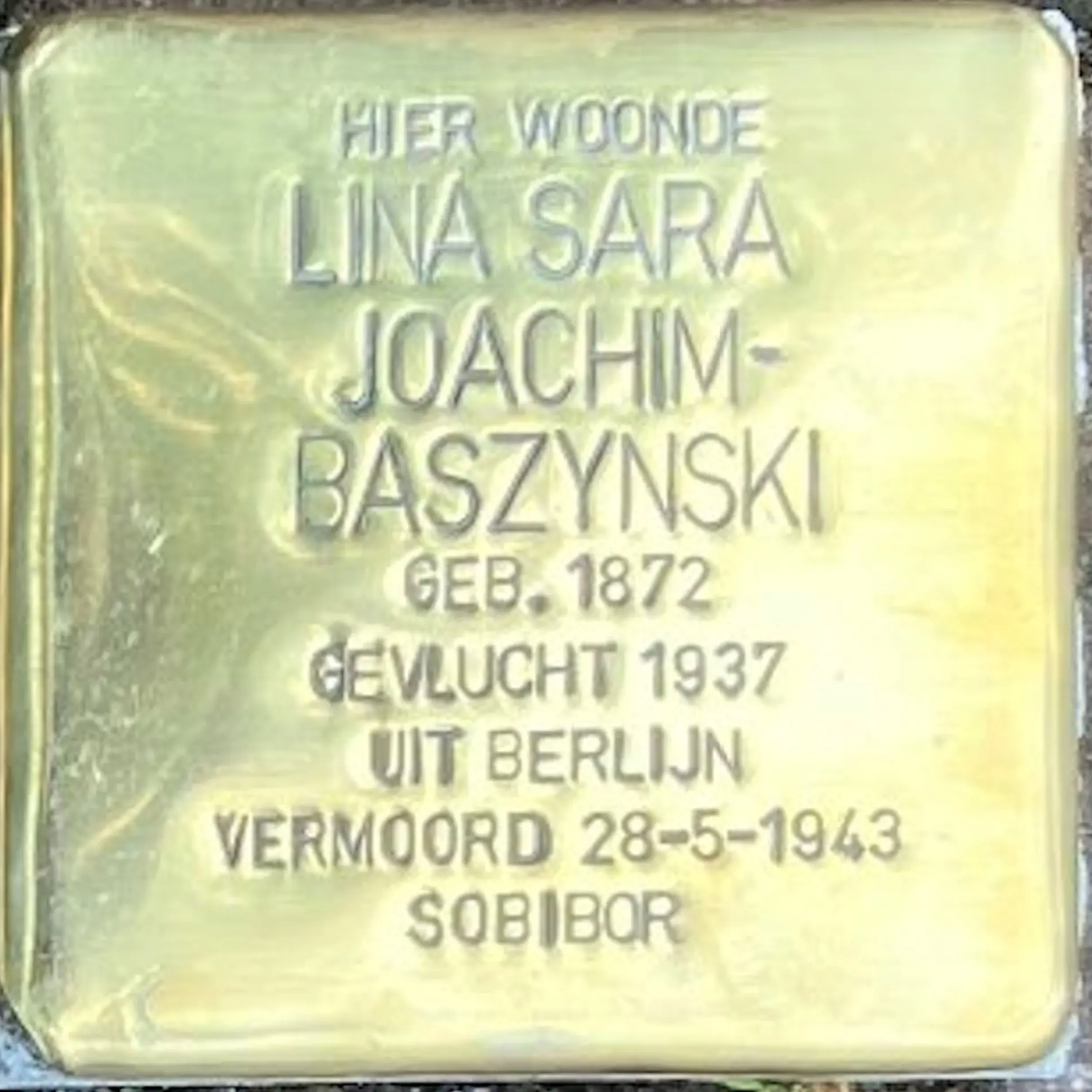 Struikelsteen voor Lina Joachim-Baszynski