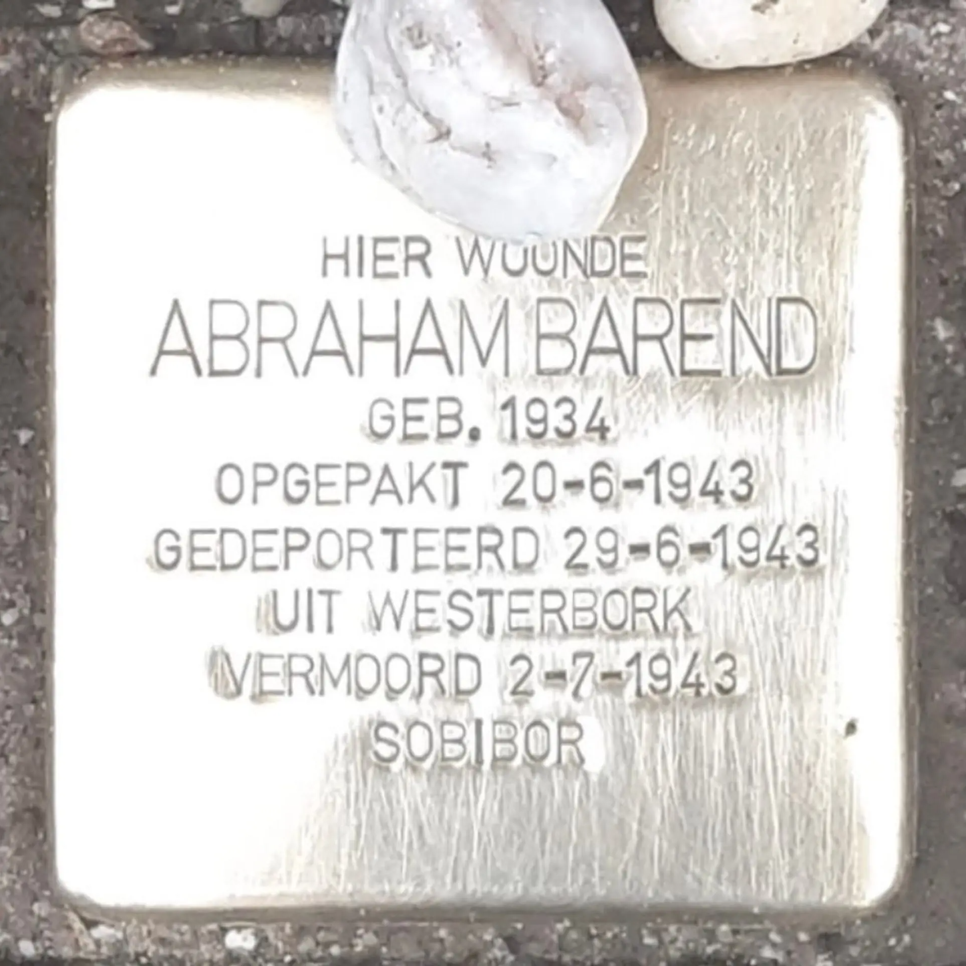Struikelsteen voor Abraham Barend