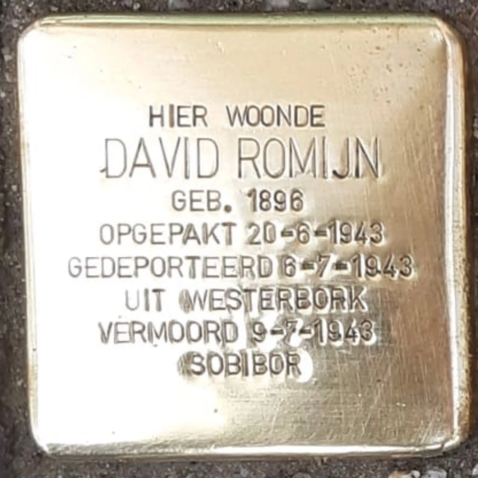 Struikelsteen voor David Romijn