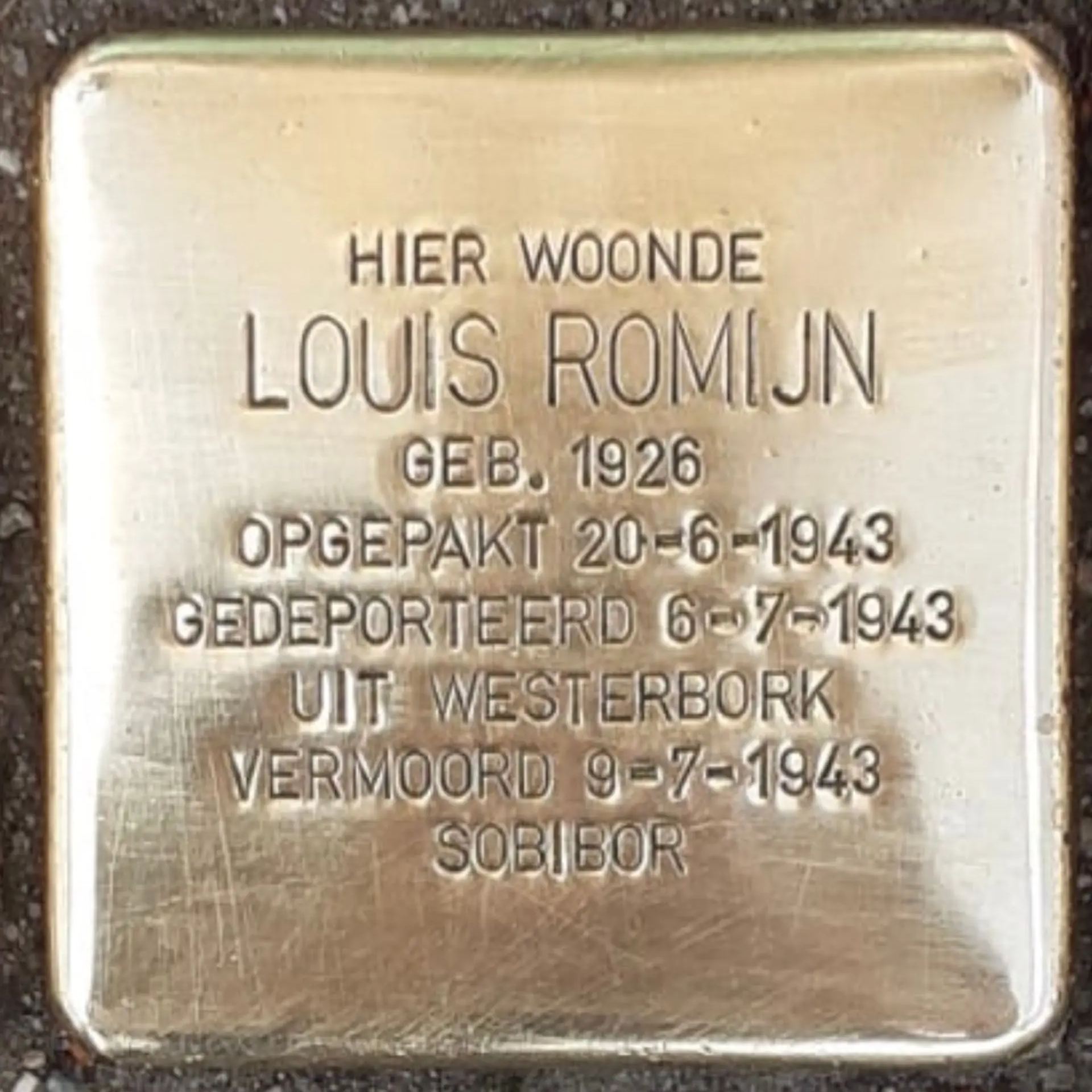 Struikelsteen voor Louis Romijn