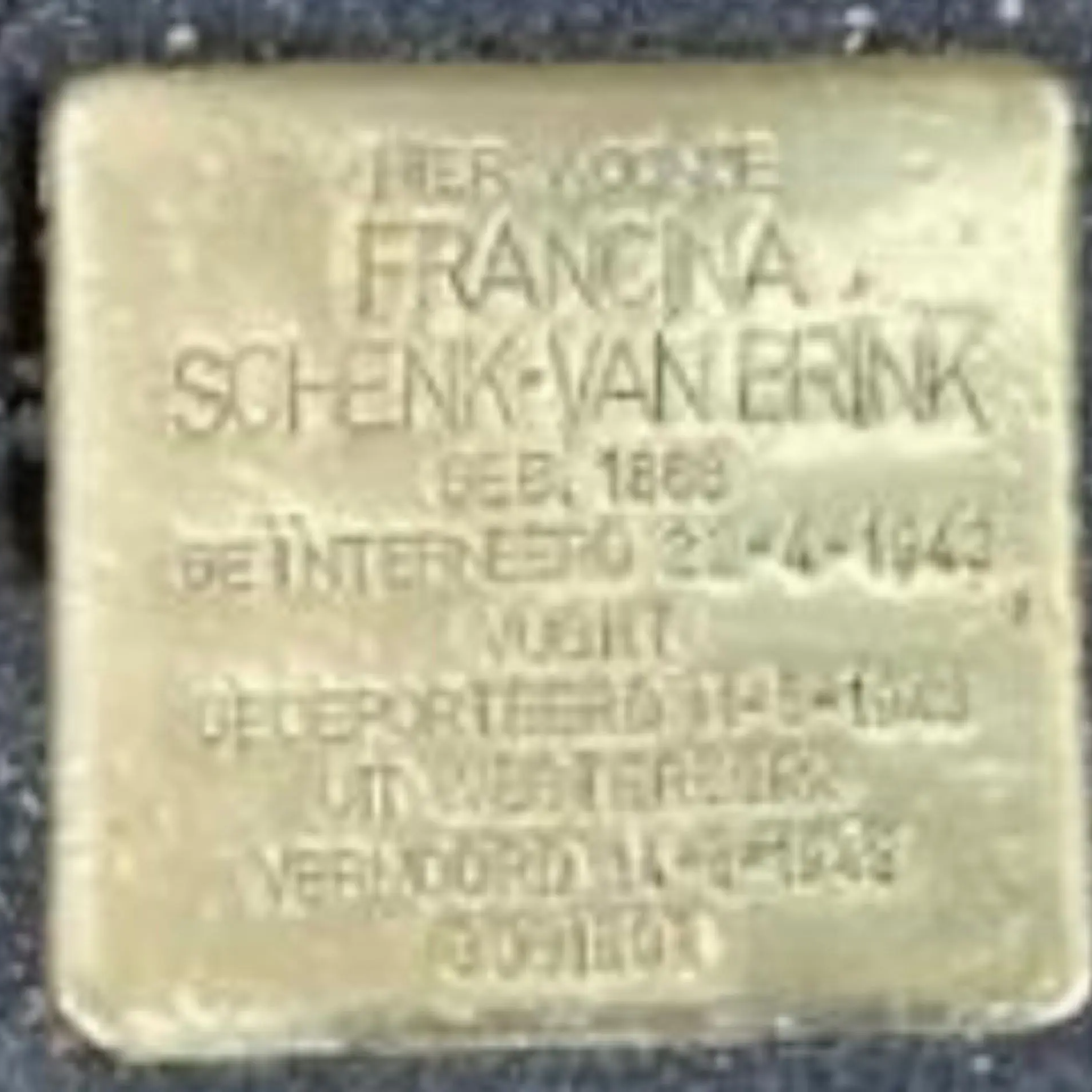 Struikelsteen voor Francina Schenk-van Brink