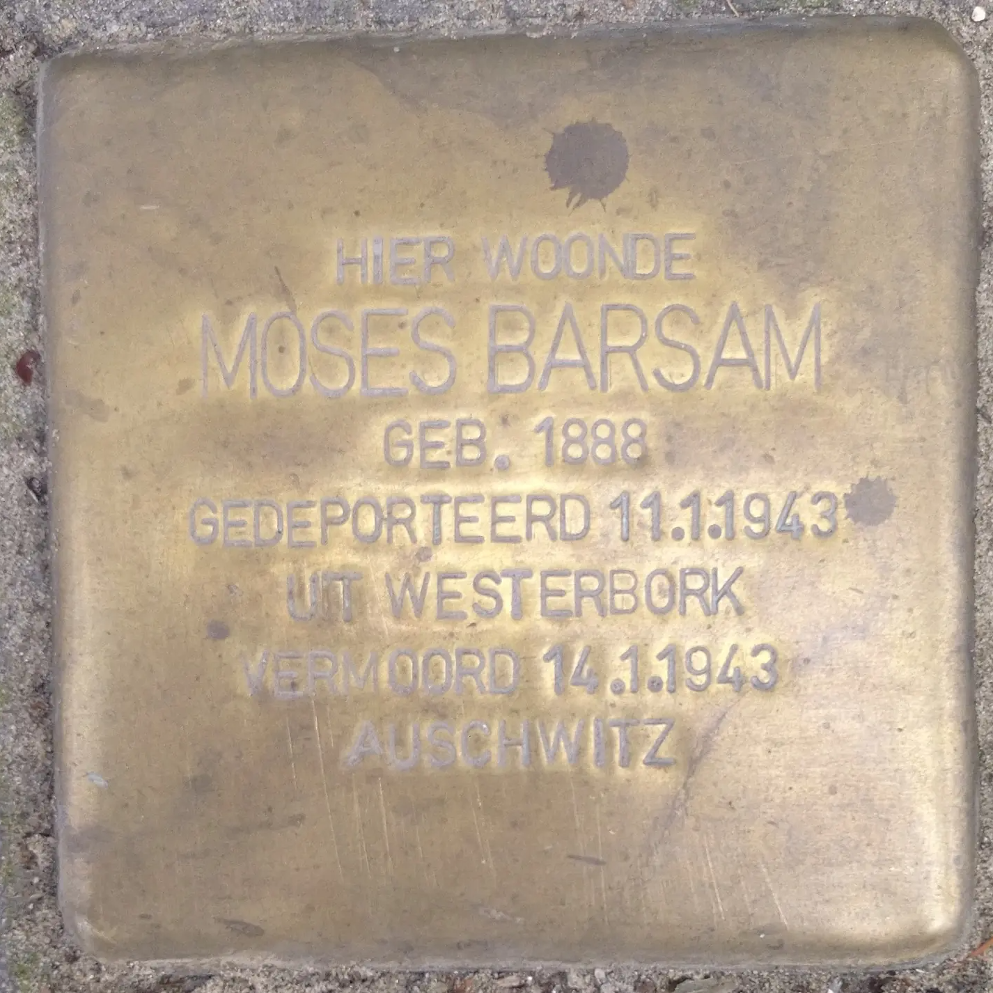 Struikelsteen voor Moses Barsam