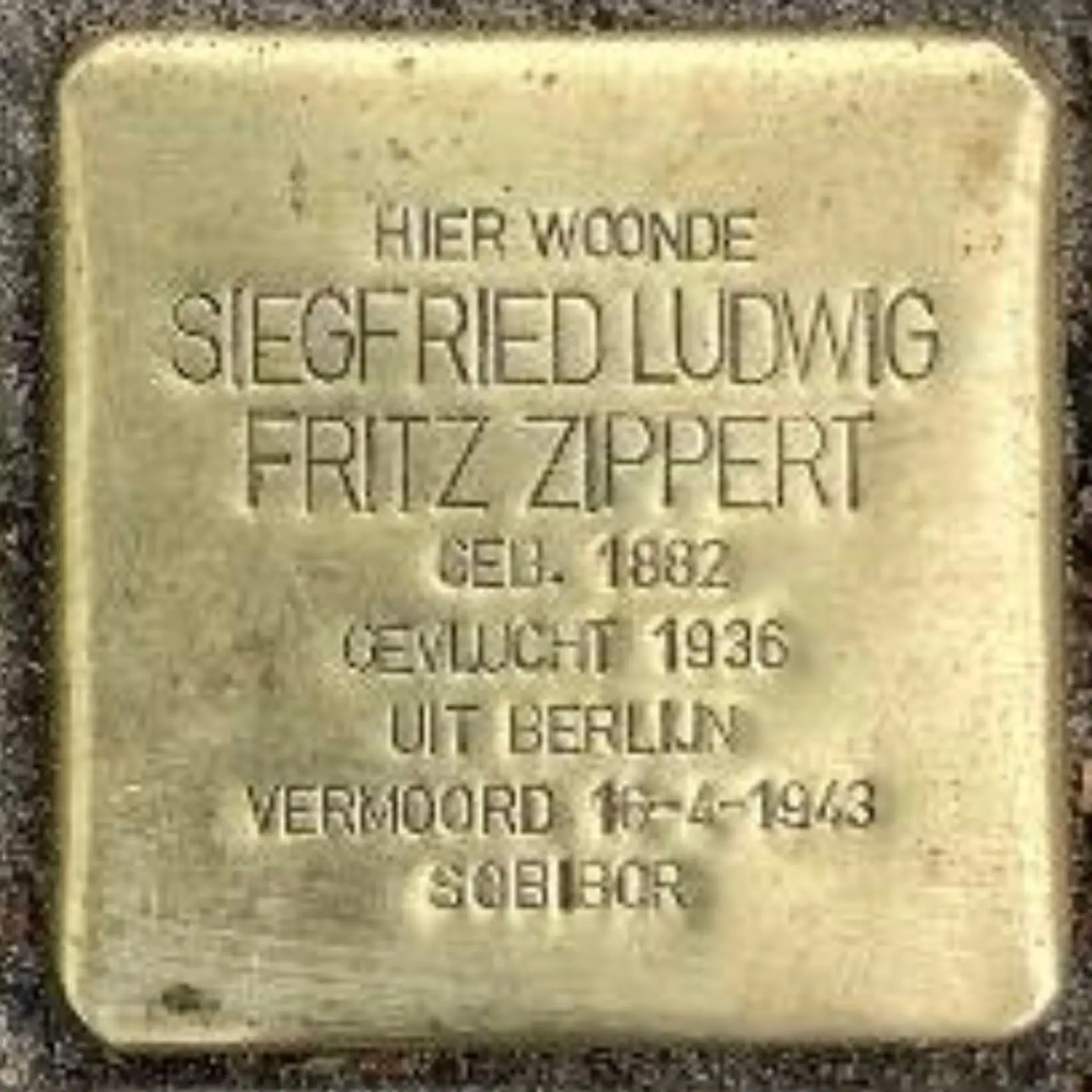 Struikelsteen voor Siegfried Ludwig Fritz Zippert