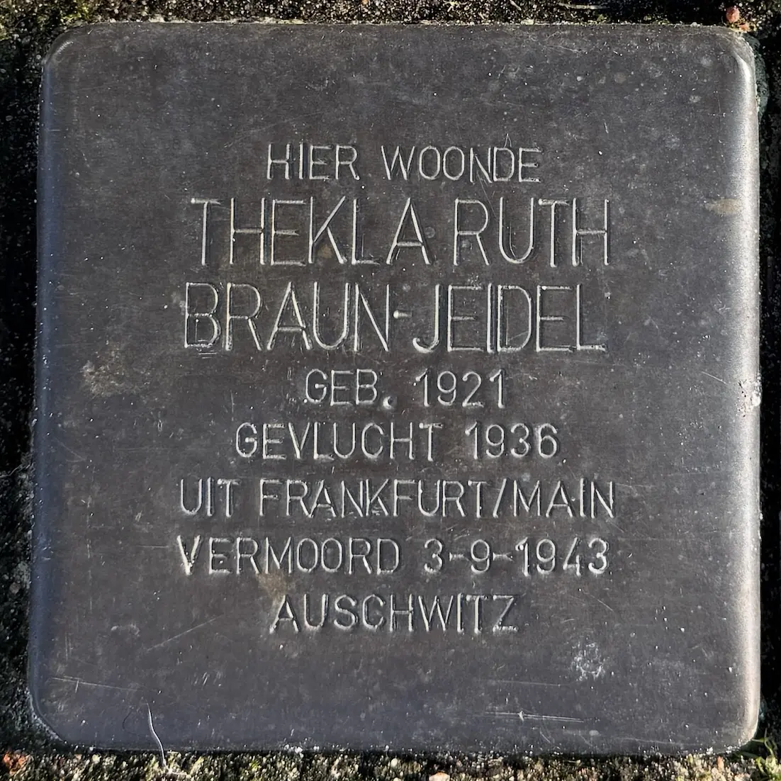 Struikelsteen voor Thekla Ruth Braun-Jeidel