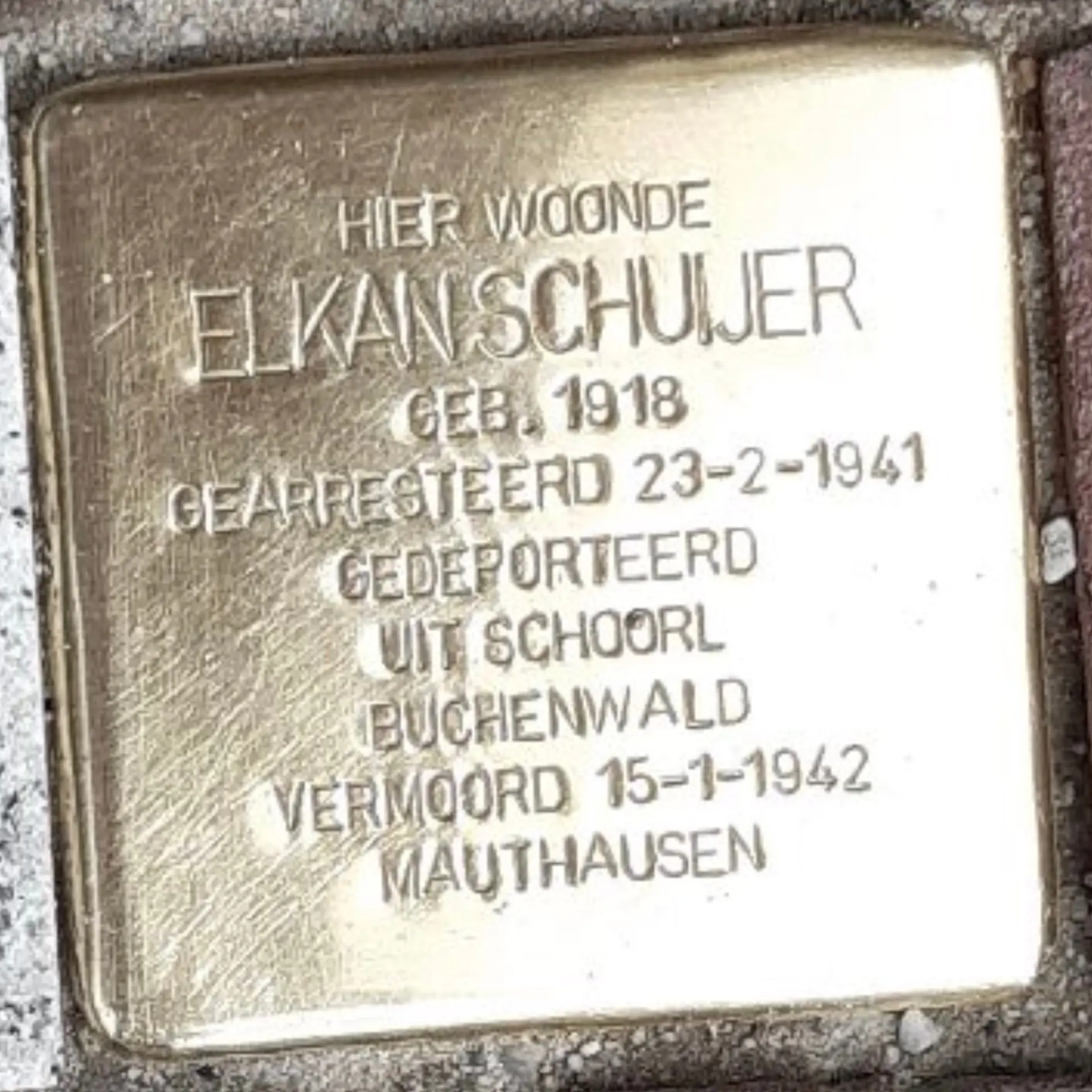Struikelsteen voor Elkan Schuijer