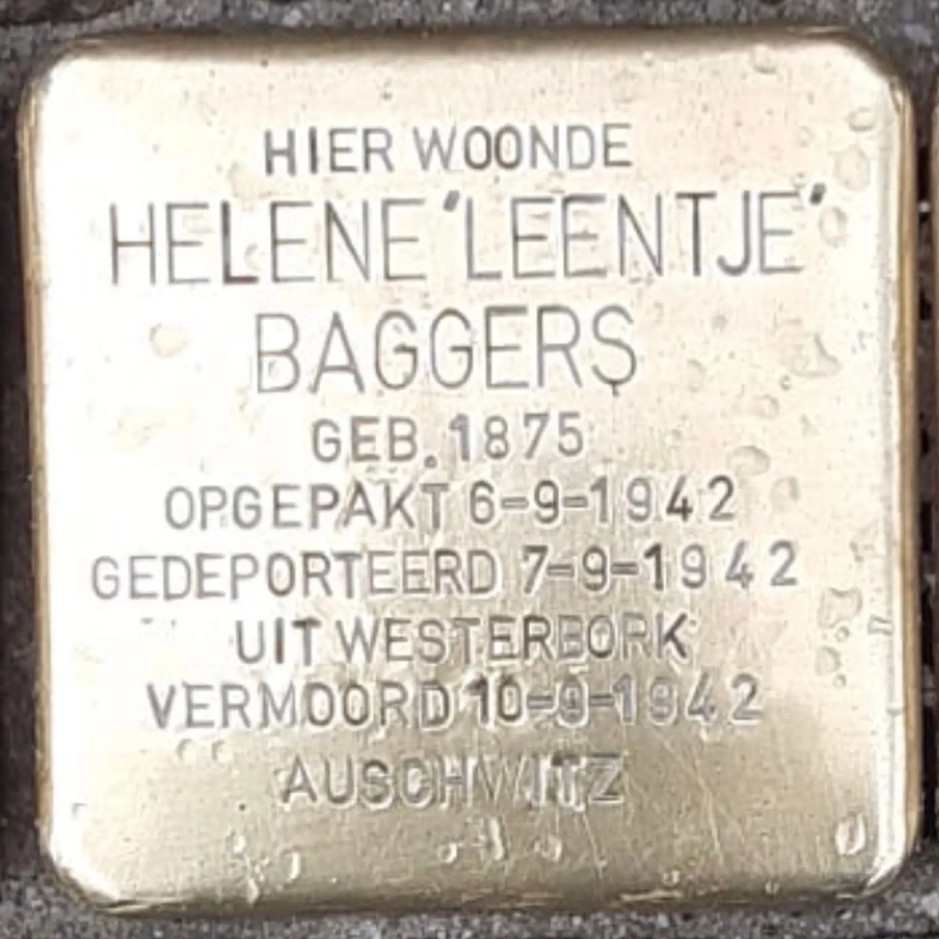Struikelsteen voor Helena Baggers