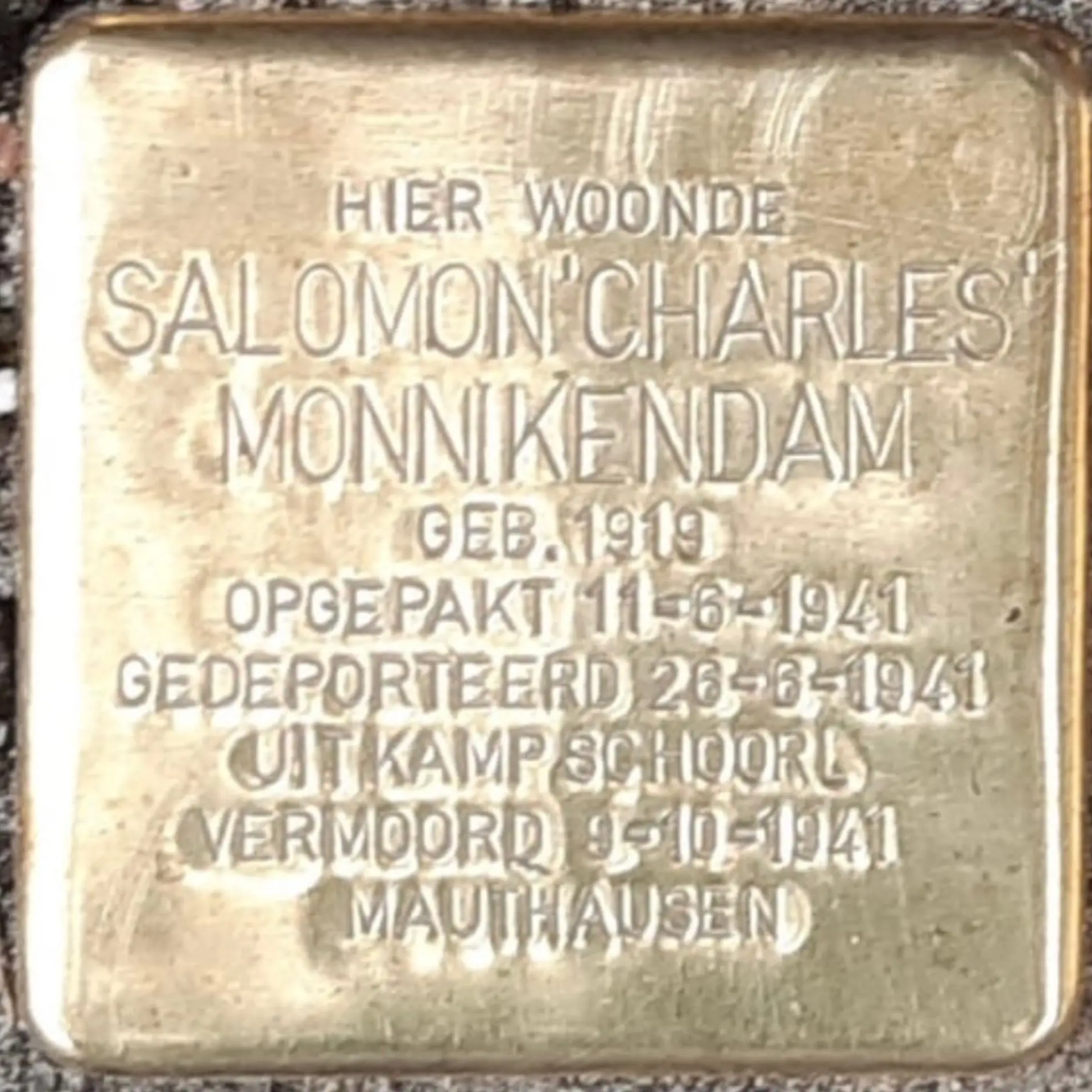 Struikelsteen voor Salomon Monnikendam