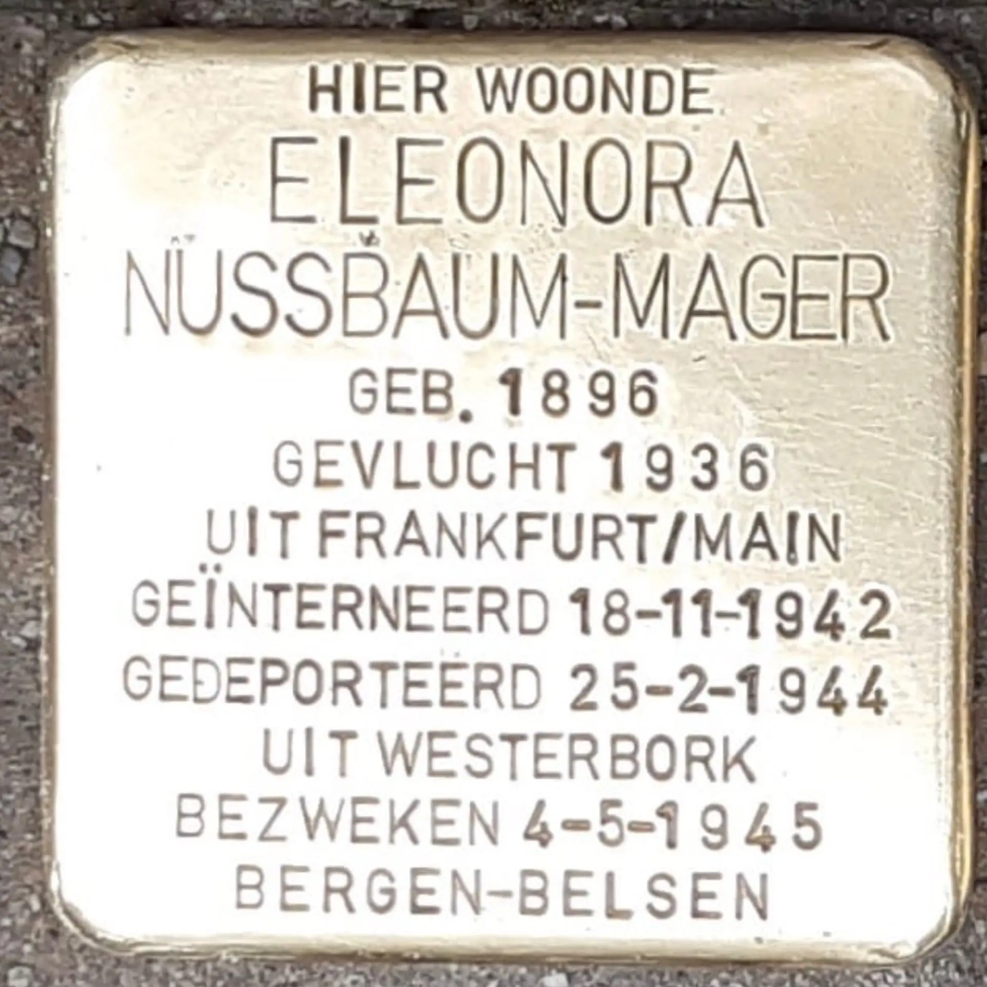 Struikelsteen voor Eleonora Nussbaum-Mager