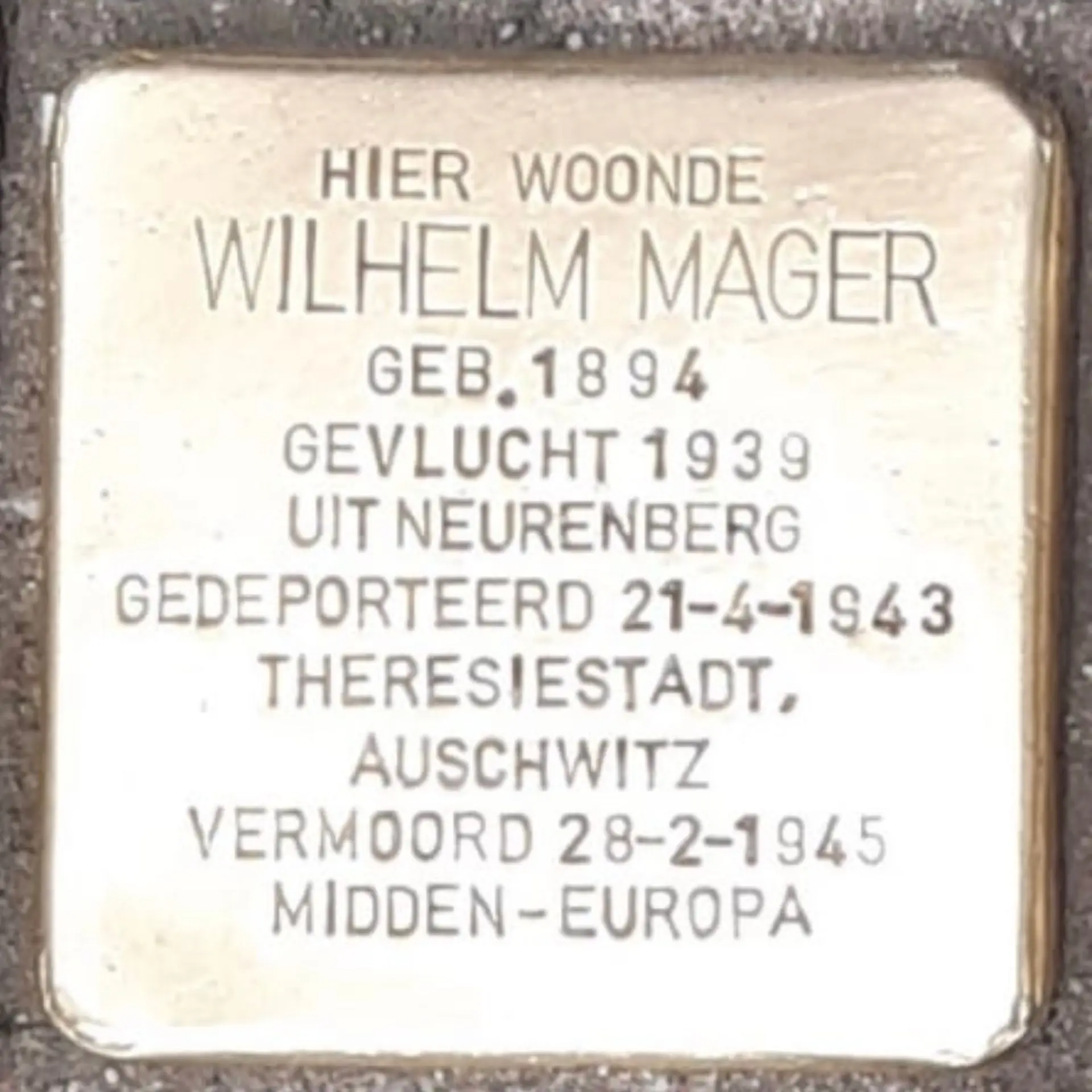 Struikelsteen voor Wilhelm Mager