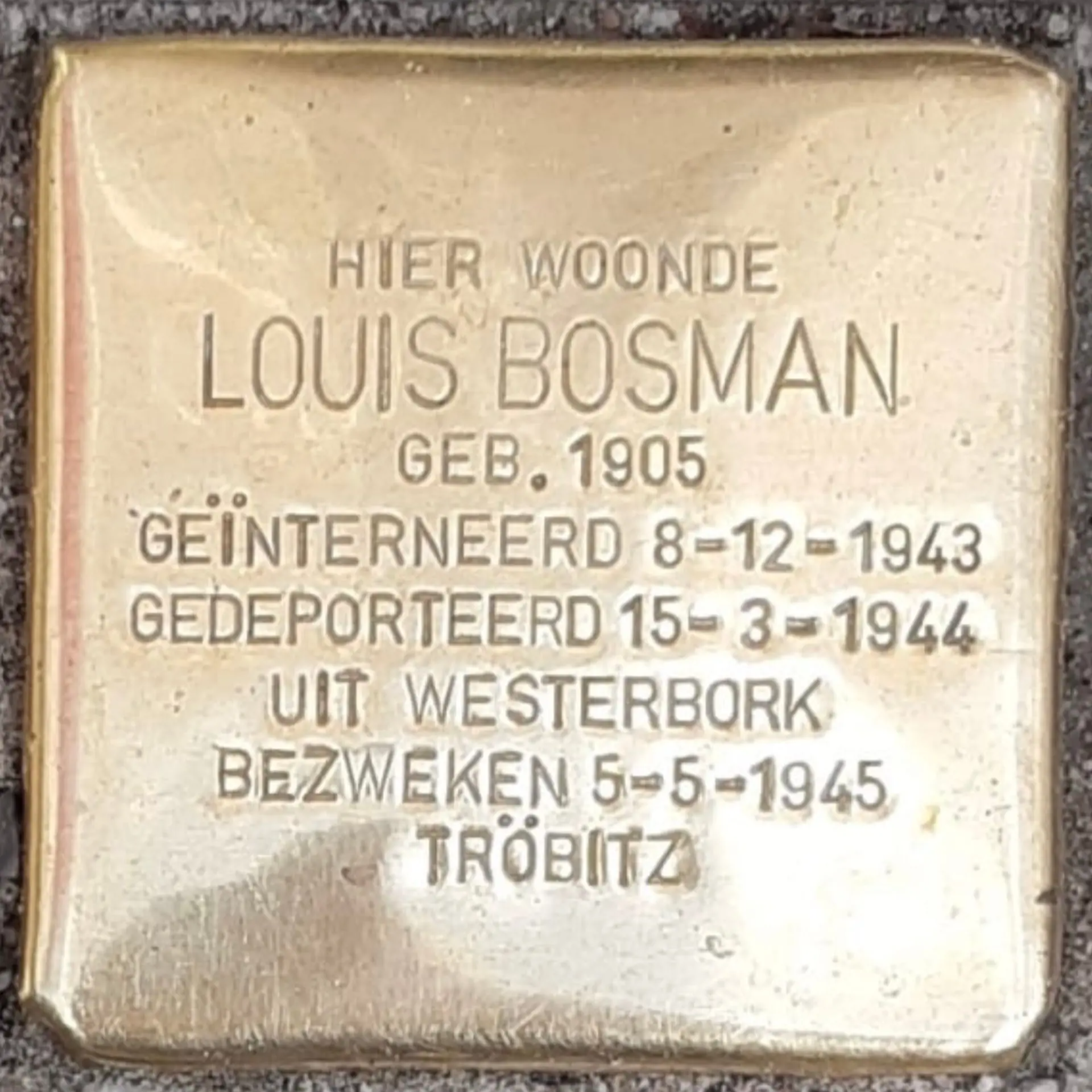 Struikelsteen voor Louis Bosman
